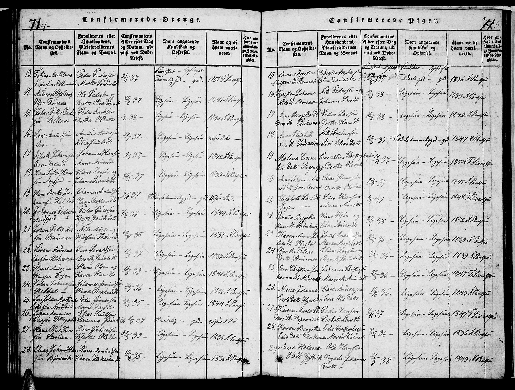 Ministerialprotokoller, klokkerbøker og fødselsregistre - Nordland, SAT/A-1459/853/L0773: Parish register (copy) no. 853C01, 1821-1859, p. 714-715