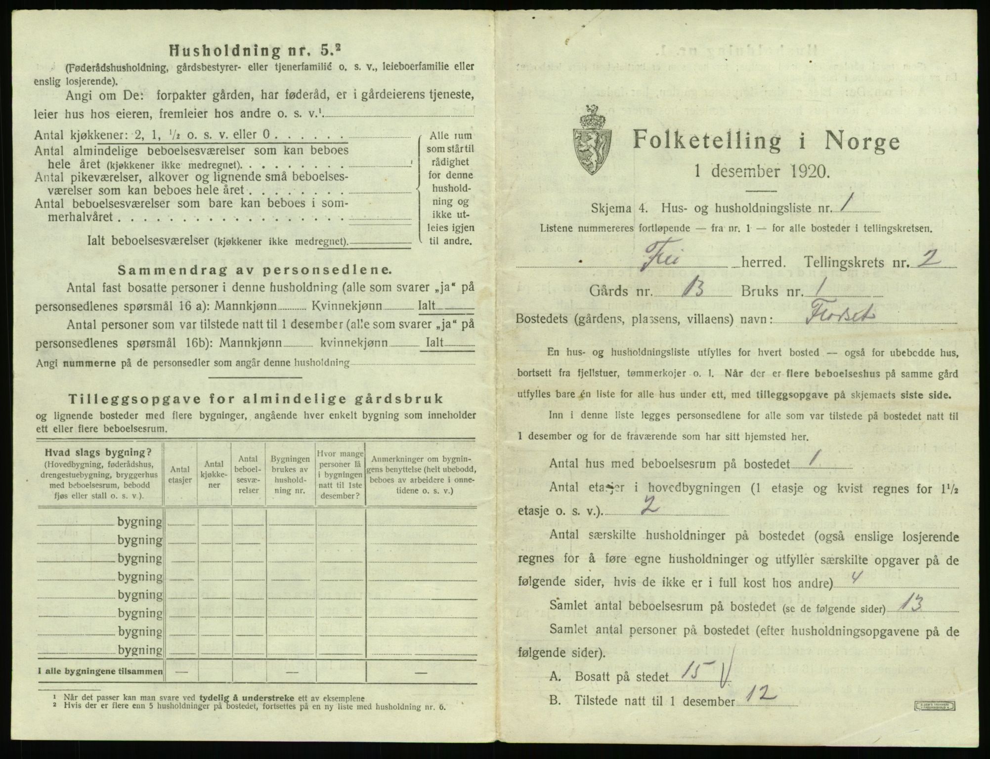 SAT, 1920 census for Frei, 1920, p. 123