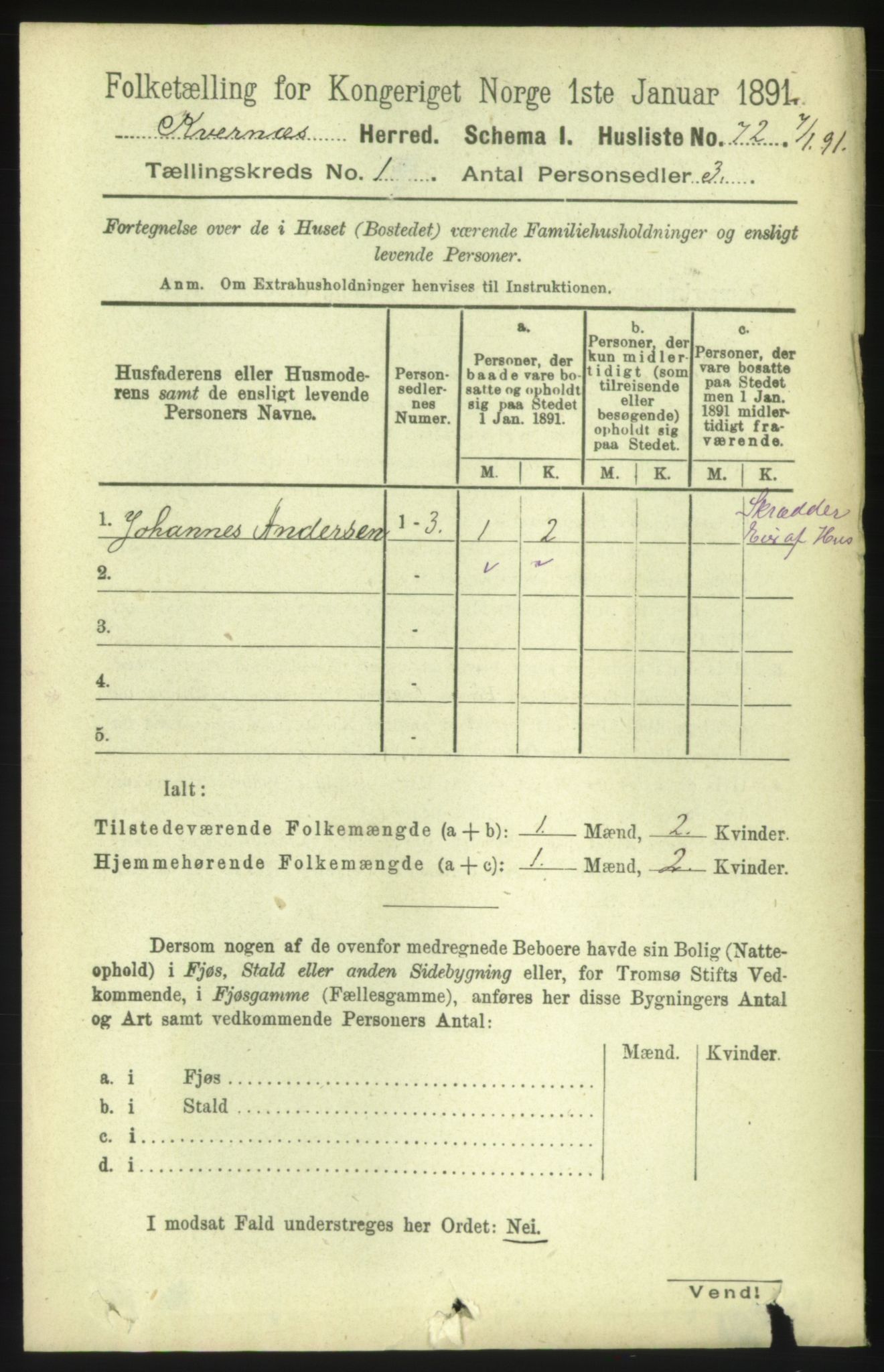 RA, 1891 census for 1553 Kvernes, 1891, p. 115