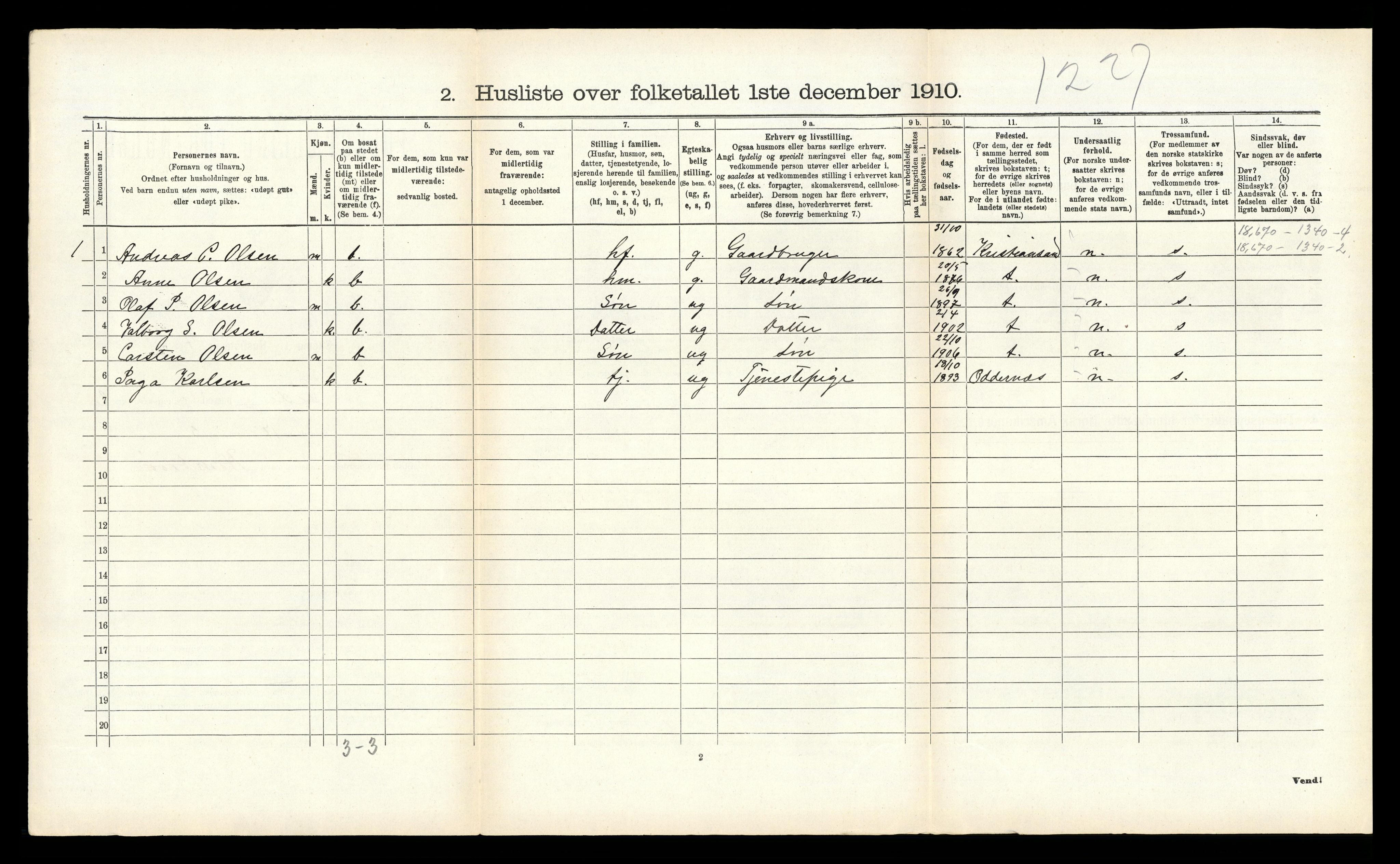 RA, 1910 census for Eide, 1910, p. 162