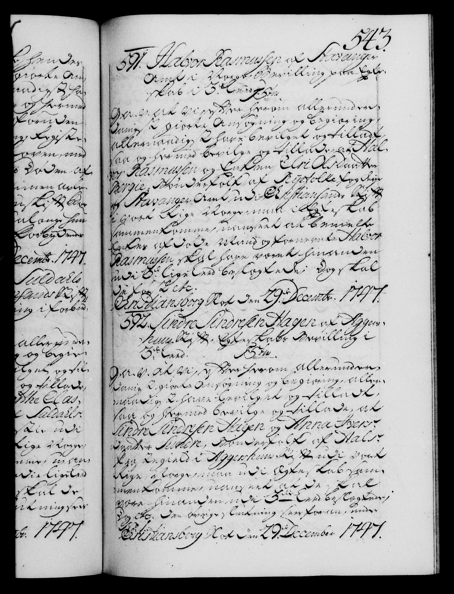 Danske Kanselli 1572-1799, AV/RA-EA-3023/F/Fc/Fca/Fcaa/L0035: Norske registre, 1746-1748, p. 543a