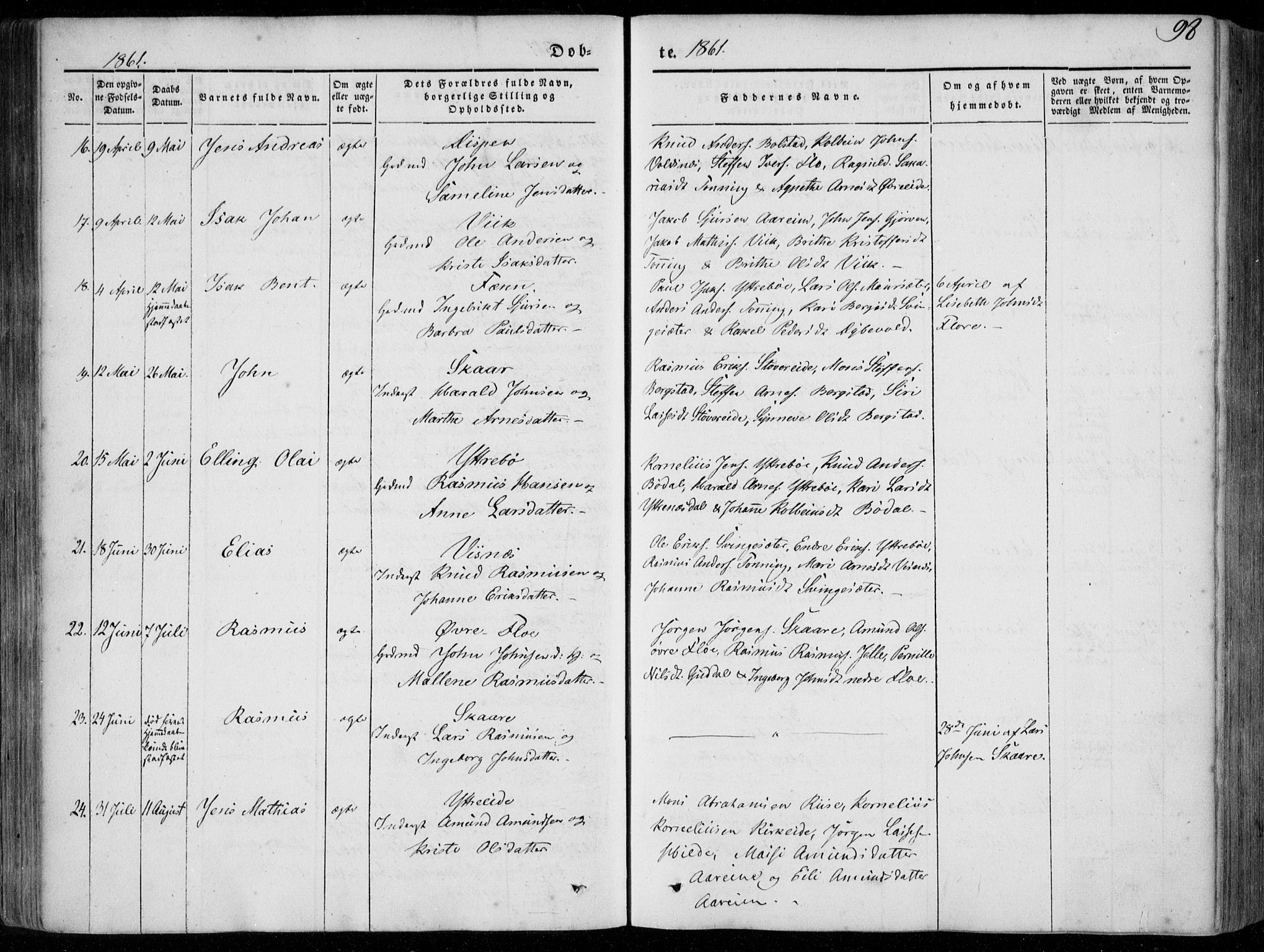 Stryn Sokneprestembete, AV/SAB-A-82501: Parish register (official) no. A 2, 1844-1861, p. 98