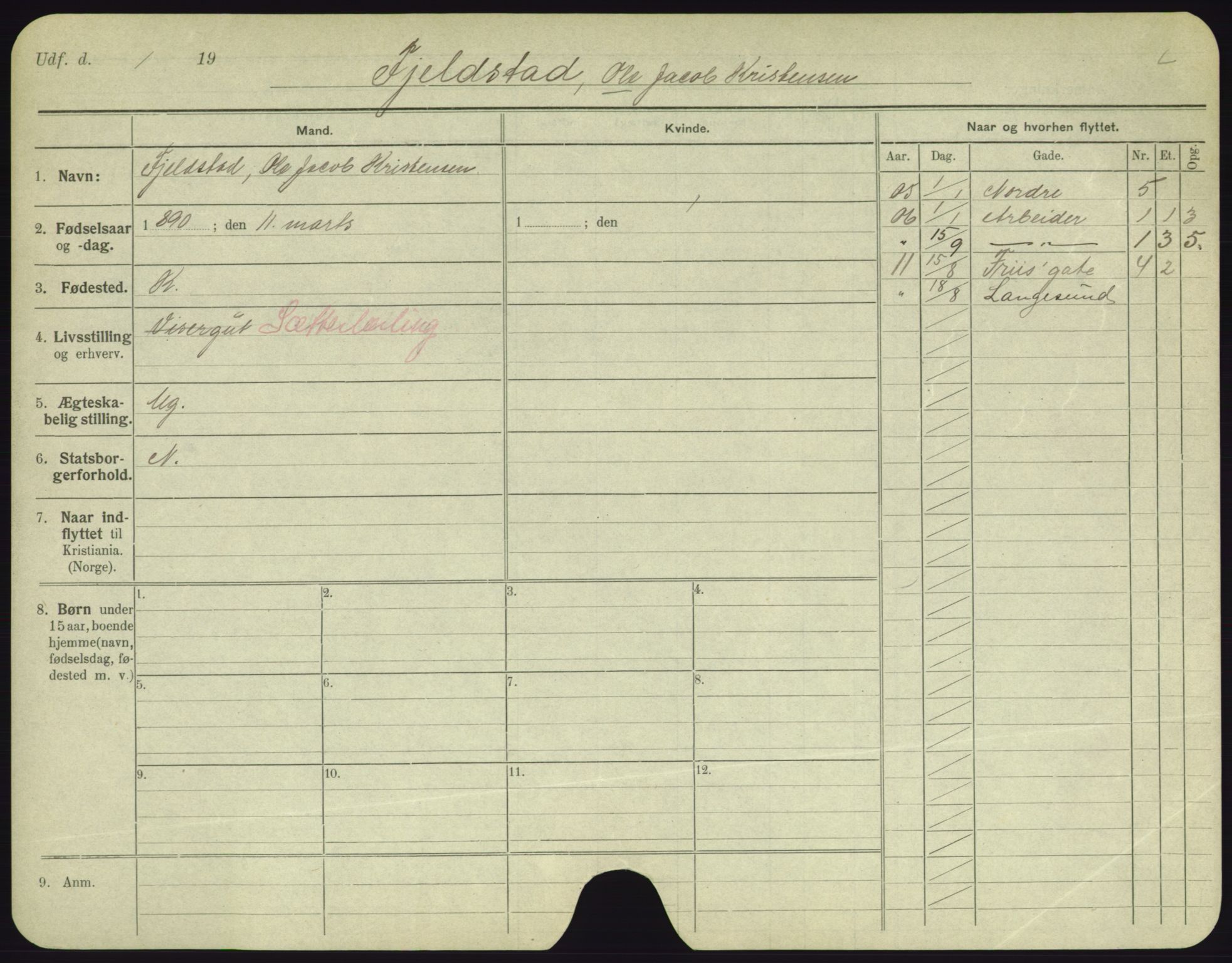 Oslo folkeregister, Registerkort, AV/SAO-A-11715/F/Fa/Fac/L0003: Menn, 1906-1914, p. 126a