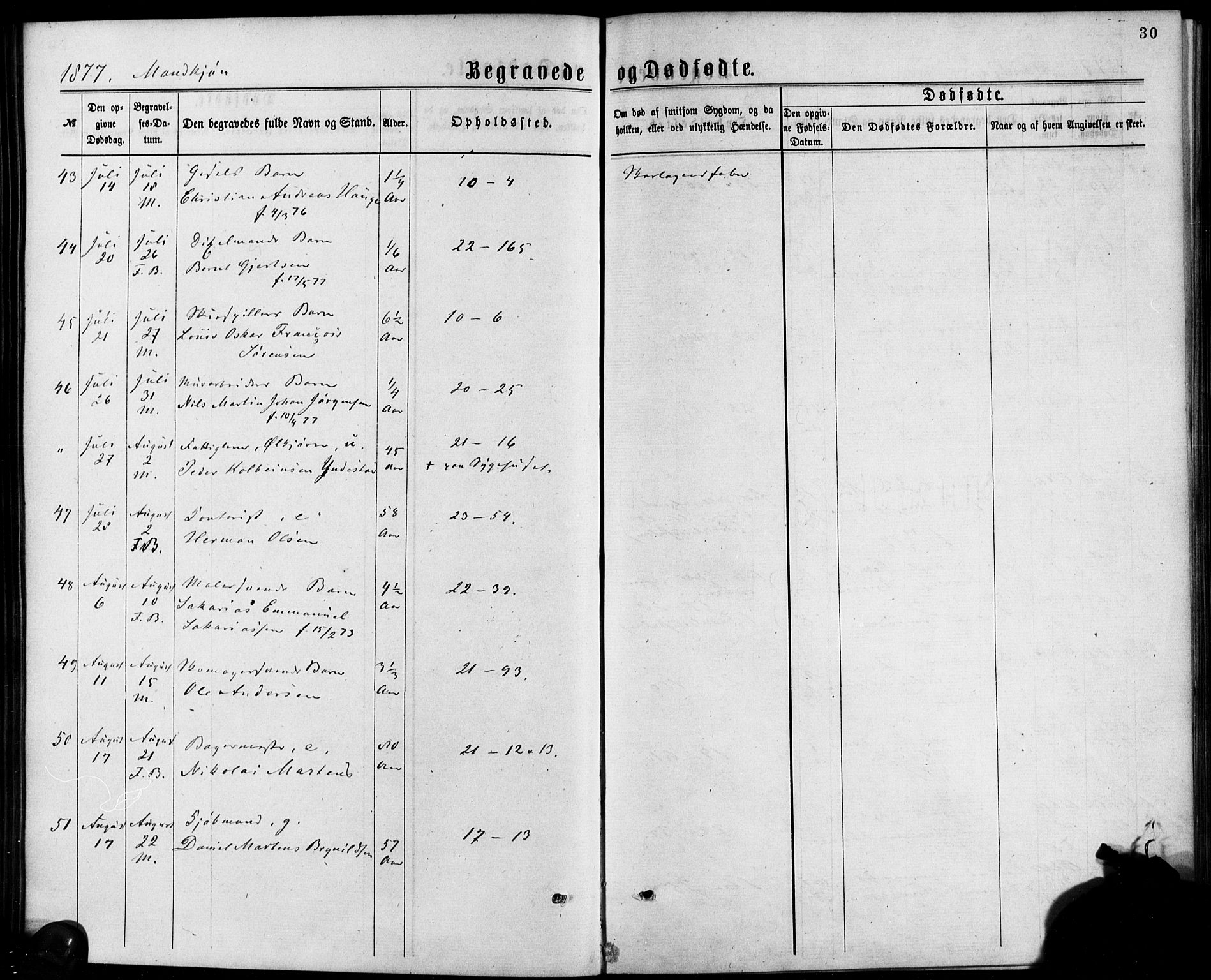 Korskirken sokneprestembete, SAB/A-76101/H/Haa/L0046: Parish register (official) no. E 4, 1875-1883, p. 30