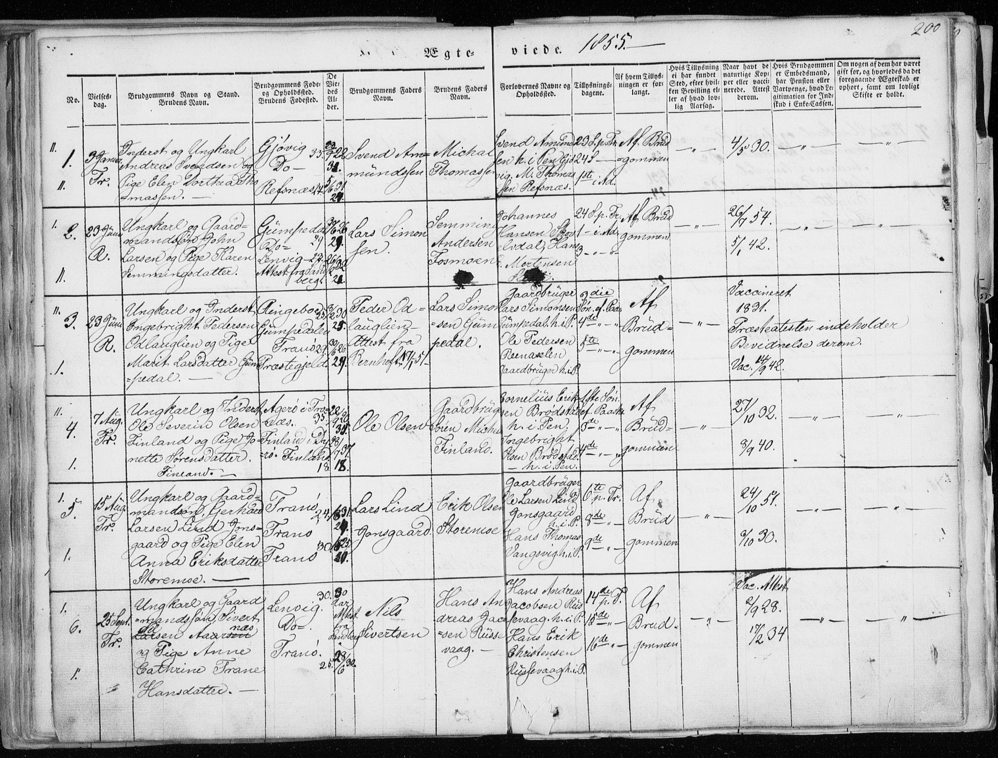 Tranøy sokneprestkontor, SATØ/S-1313/I/Ia/Iaa/L0006kirke: Parish register (official) no. 6, 1844-1855, p. 200