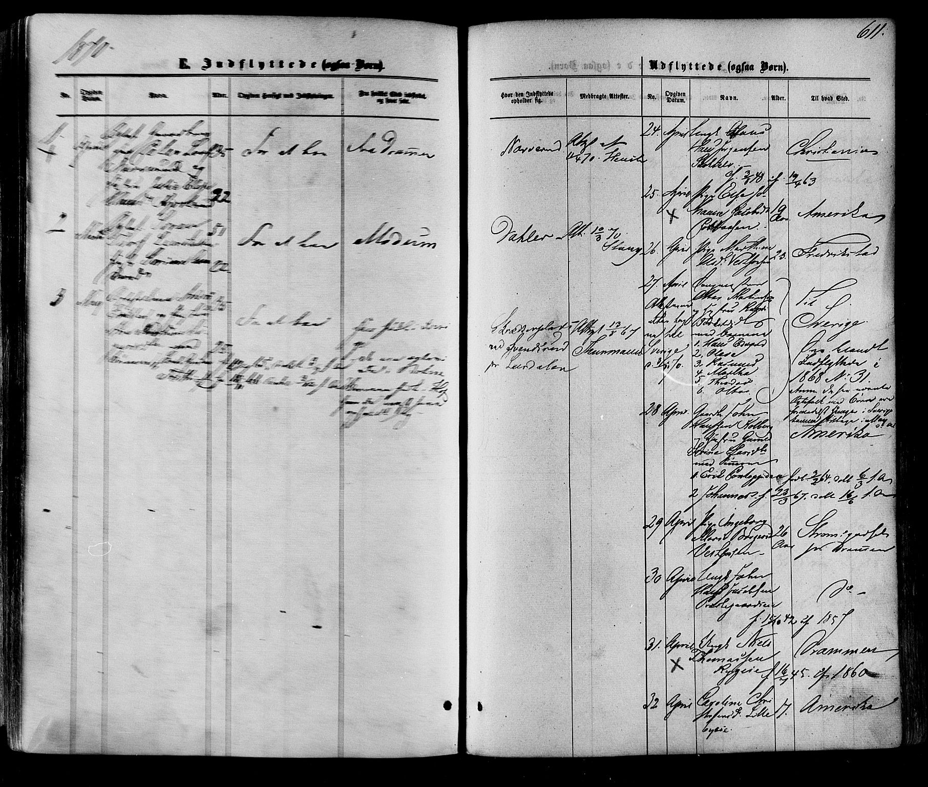 Eiker kirkebøker, AV/SAKO-A-4/F/Fa/L0017: Parish register (official) no. I 17, 1869-1877, p. 611