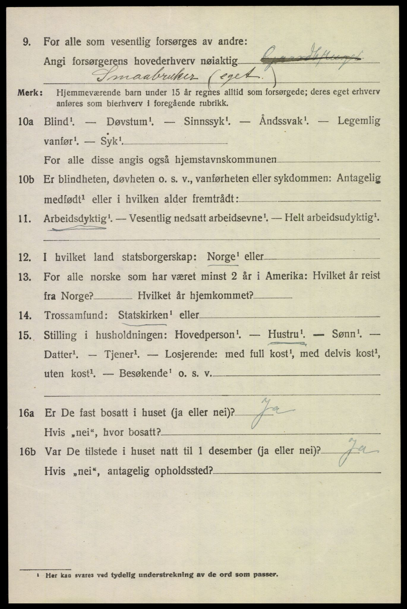 SAH, 1920 census for Tolga, 1920, p. 1500