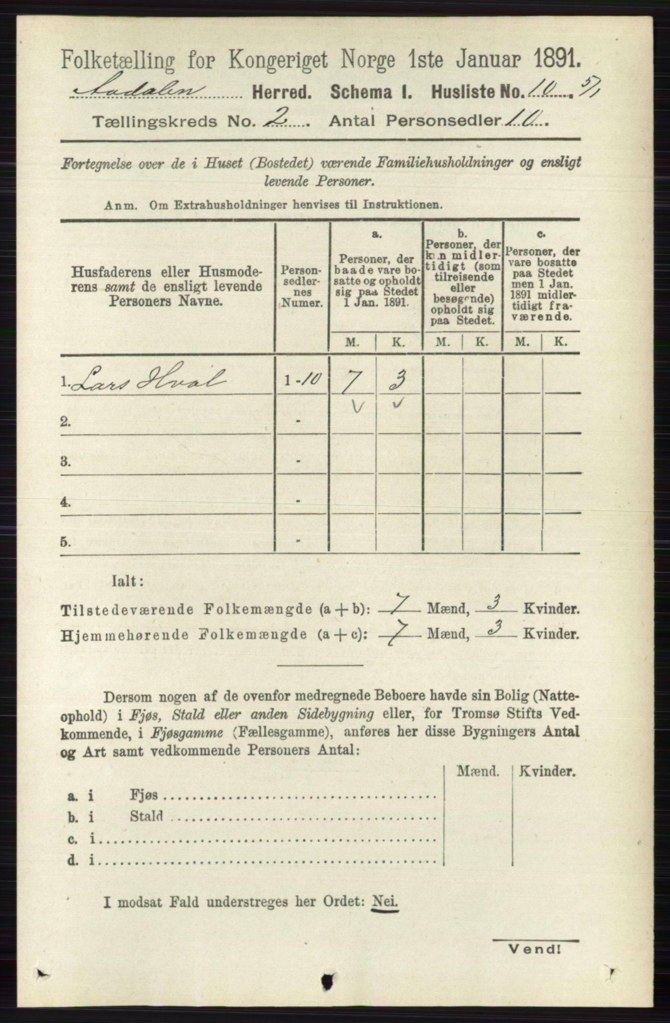 RA, 1891 census for 0614 Ådal, 1891, p. 598