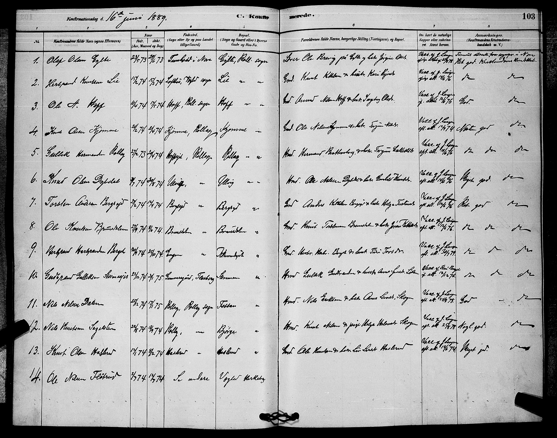 Rollag kirkebøker, SAKO/A-240/G/Ga/L0004: Parish register (copy) no. I 4, 1878-1903, p. 103
