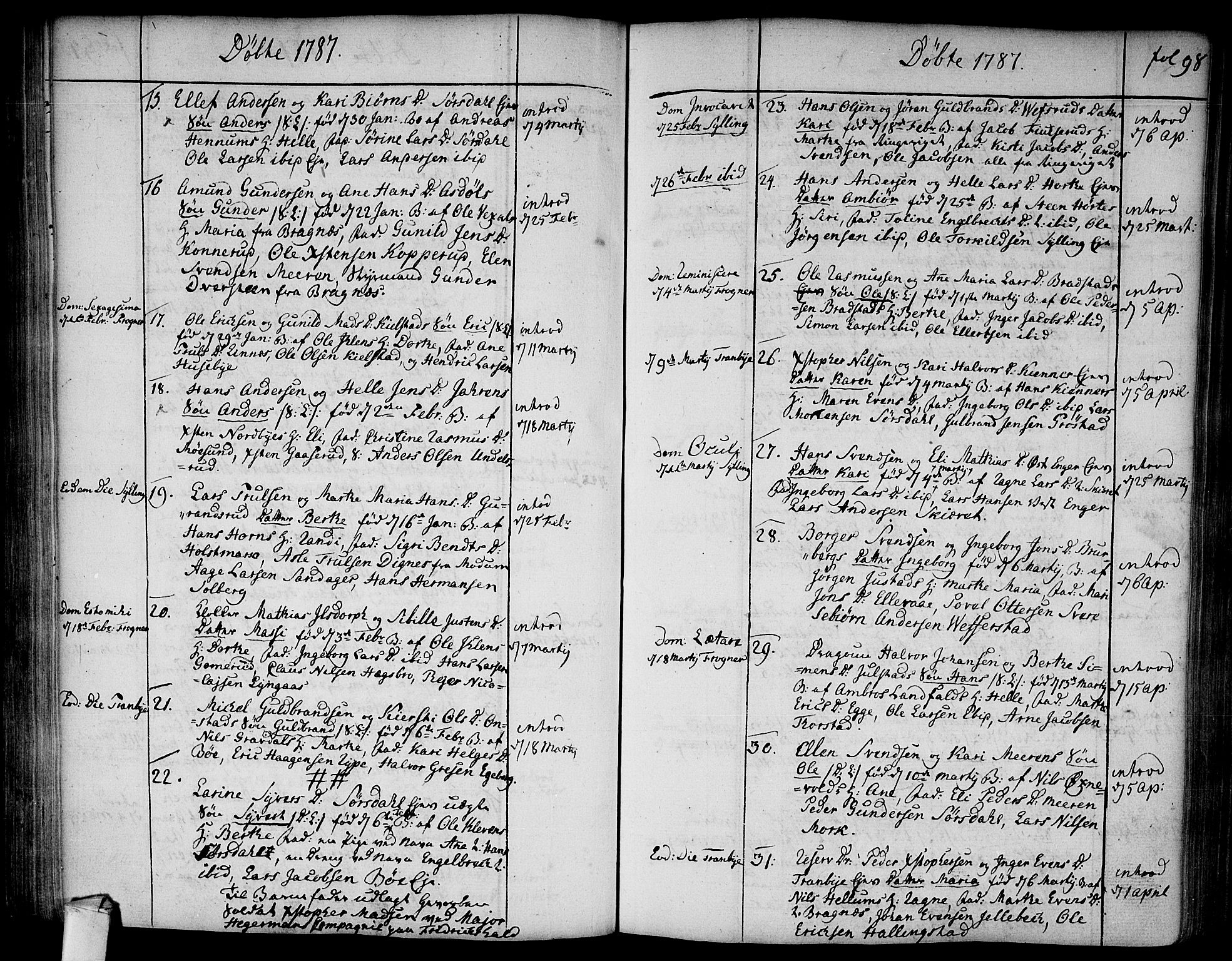 Lier kirkebøker, SAKO/A-230/F/Fa/L0006: Parish register (official) no. I 6, 1777-1794, p. 98