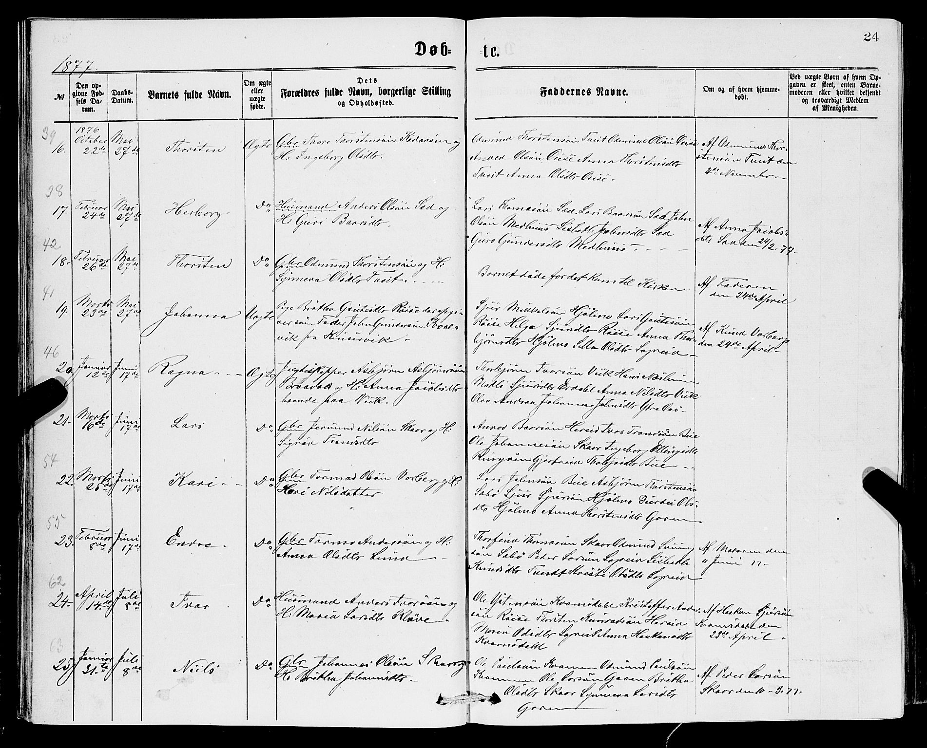 Ullensvang sokneprestembete, SAB/A-78701/H/Hab: Parish register (copy) no. C 2, 1871-1899, p. 24