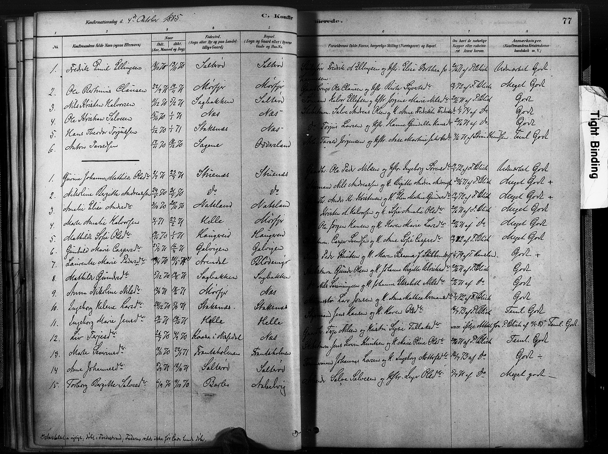 Austre Moland sokneprestkontor, SAK/1111-0001/F/Fa/Fab/L0001: Parish register (official) no. A 1, 1878-1898, p. 77