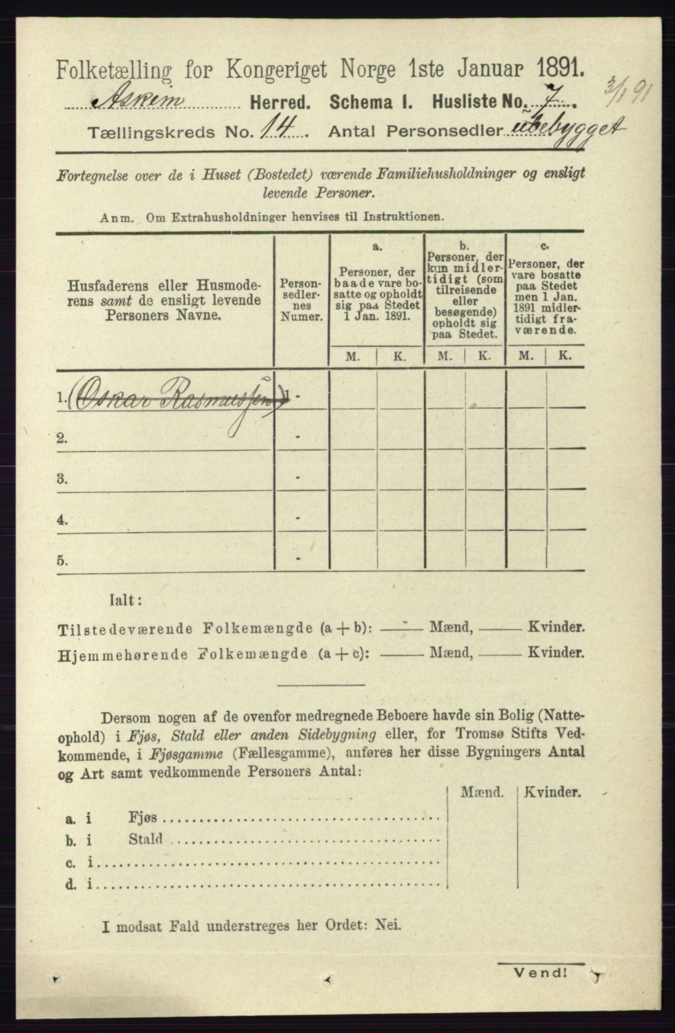 RA, 1891 census for 0124 Askim, 1891, p. 2222