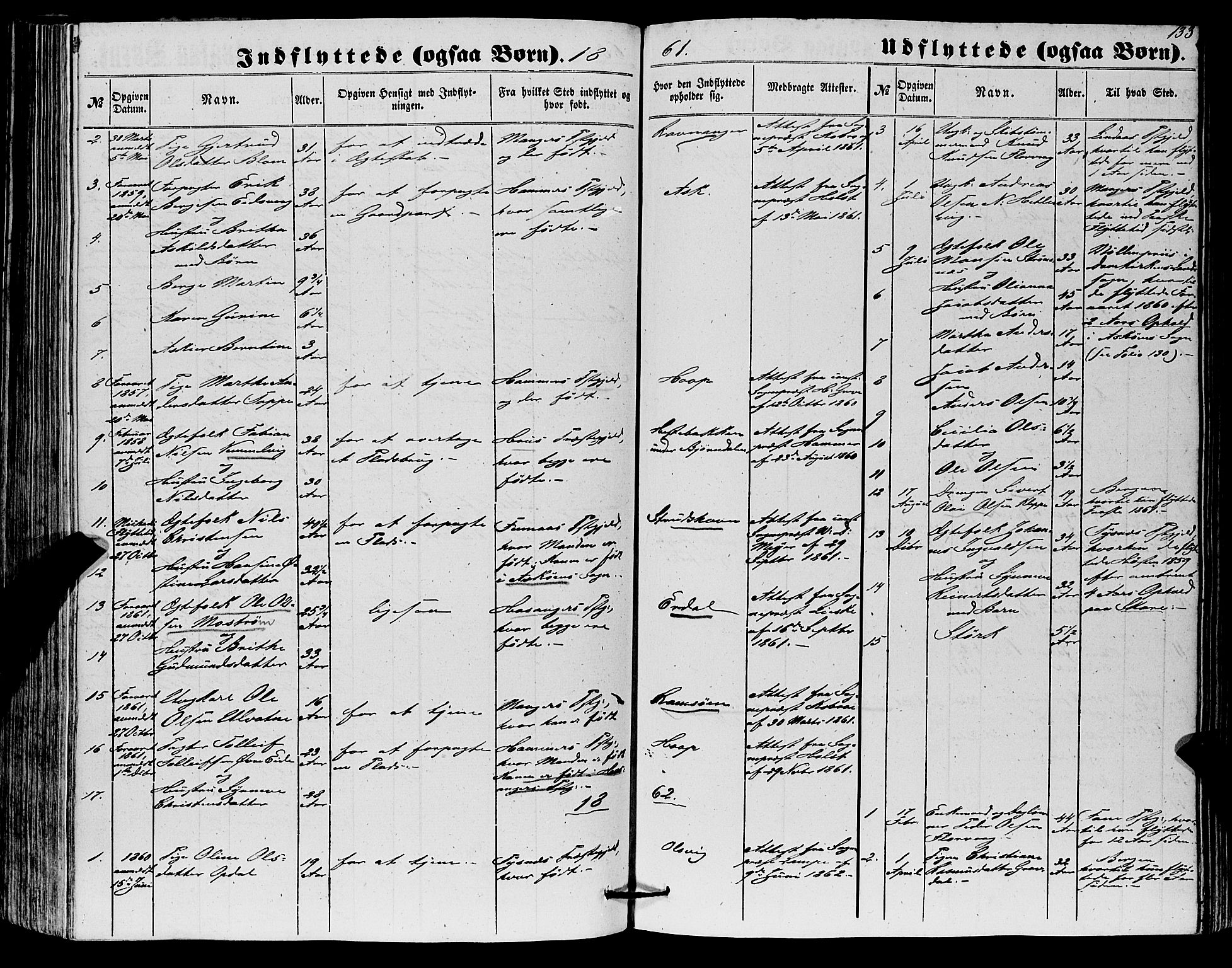 Askøy Sokneprestembete, SAB/A-74101/H/Ha/Haa/Haaa/L0012: Parish register (official) no. A 12, 1855-1877, p. 133