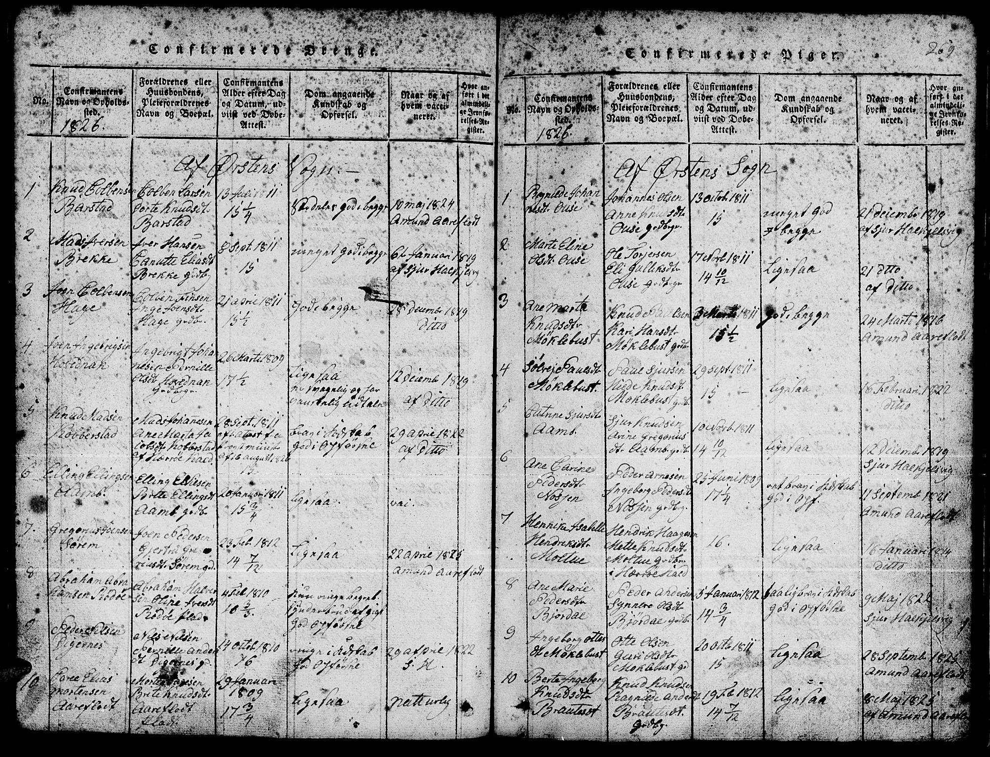 Ministerialprotokoller, klokkerbøker og fødselsregistre - Møre og Romsdal, AV/SAT-A-1454/511/L0155: Parish register (copy) no. 511C01, 1817-1829, p. 269