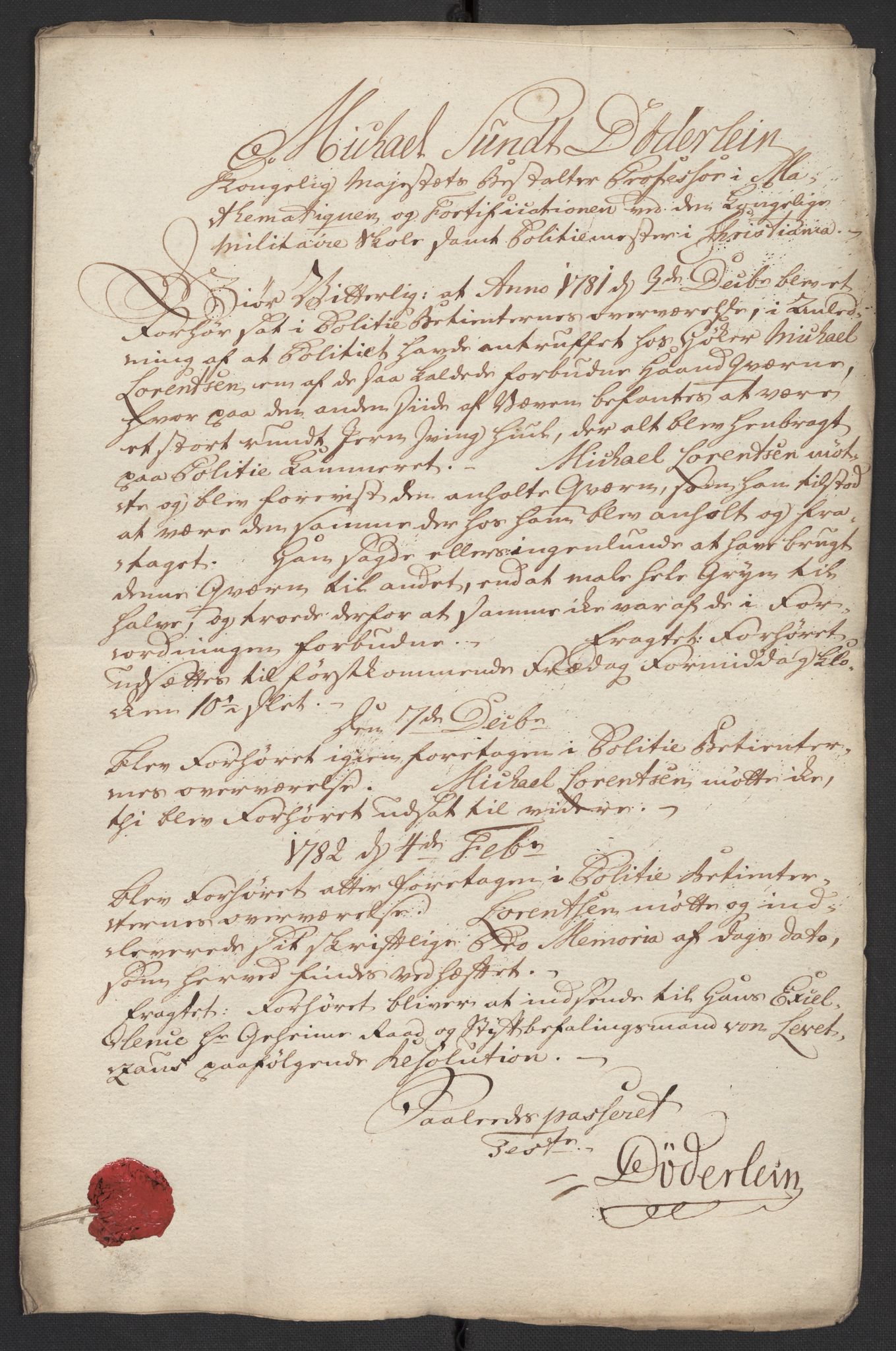 Oslo politidistrikt, AV/SAO-A-10085/D/Da/L0003: Innkomne brev, pro memoria m.v., 1781, p. 62
