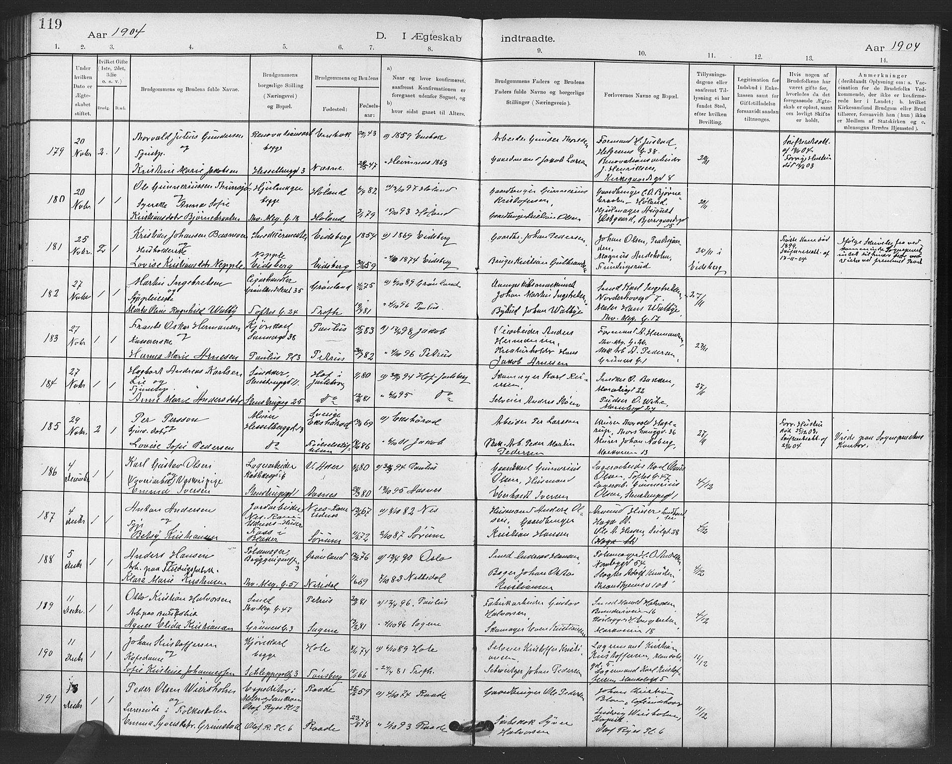 Paulus prestekontor Kirkebøker, AV/SAO-A-10871/F/Fa/L0010: Parish register (official) no. 10, 1898-1906, p. 119