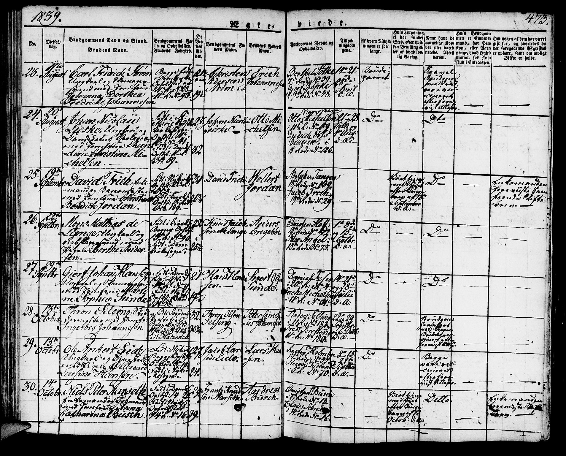 Domkirken sokneprestembete, SAB/A-74801/H/Haa/L0012: Parish register (official) no. A 12, 1821-1840, p. 473