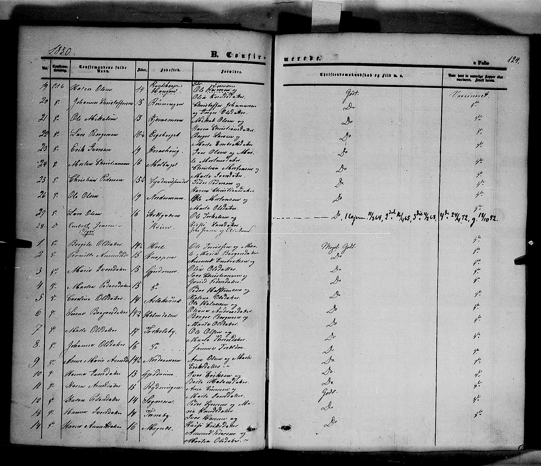 Våler prestekontor, Hedmark, AV/SAH-PREST-040/H/Ha/Haa/L0001: Parish register (official) no. 1, 1849-1878, p. 124