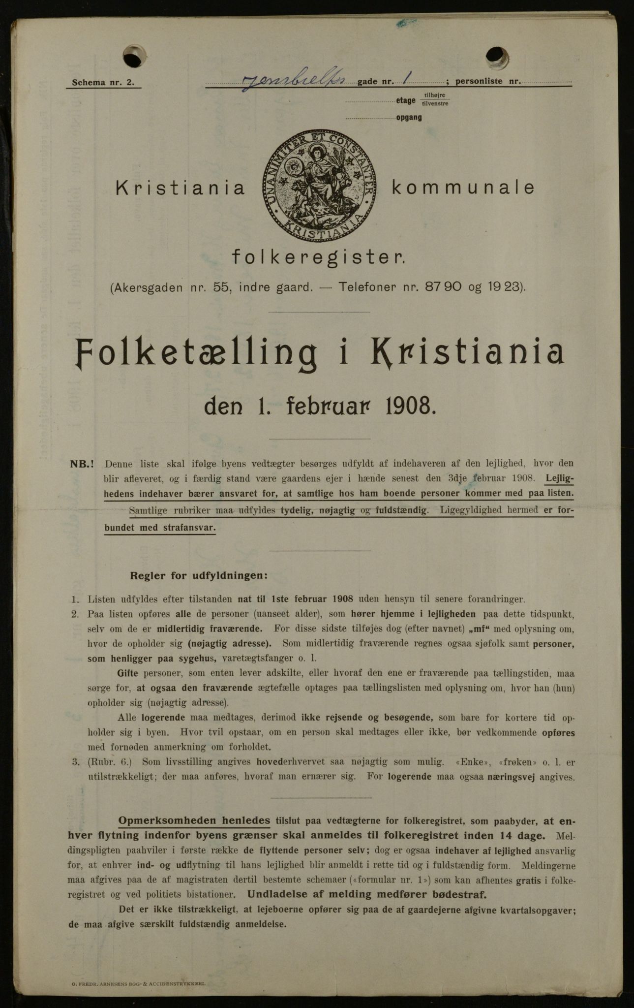 OBA, Municipal Census 1908 for Kristiania, 1908, p. 40645