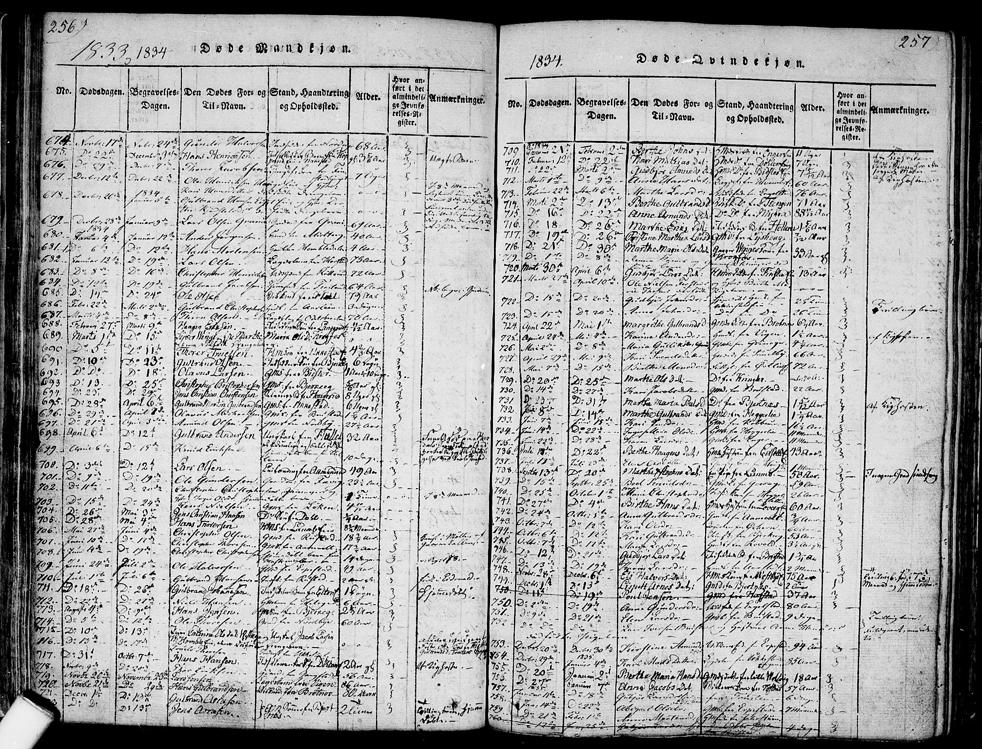 Nannestad prestekontor Kirkebøker, SAO/A-10414a/F/Fa/L0009: Parish register (official) no. I 9, 1815-1840, p. 256-257