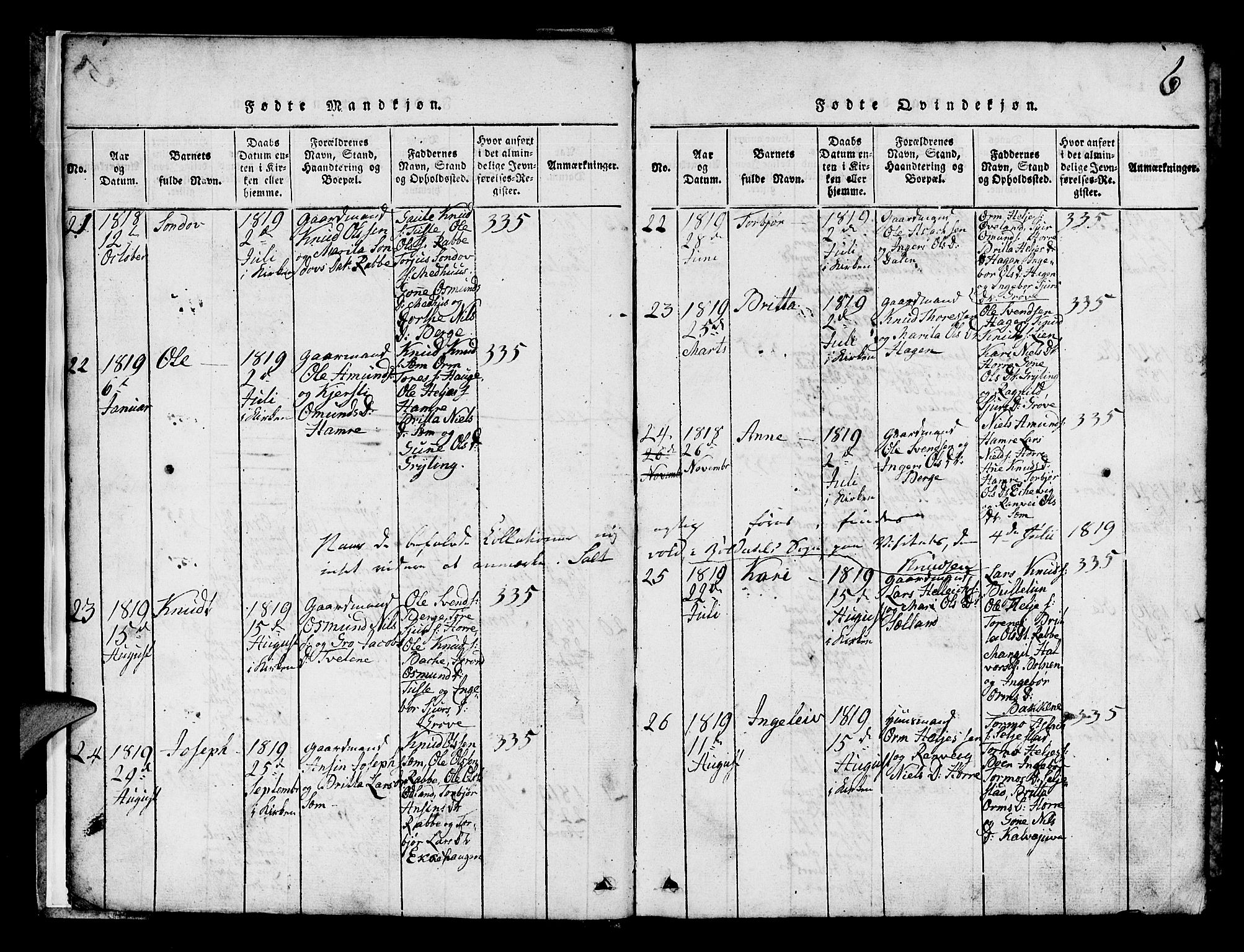 Røldal sokneprestembete, SAB/A-100247: Parish register (copy) no. A 1, 1817-1860, p. 6