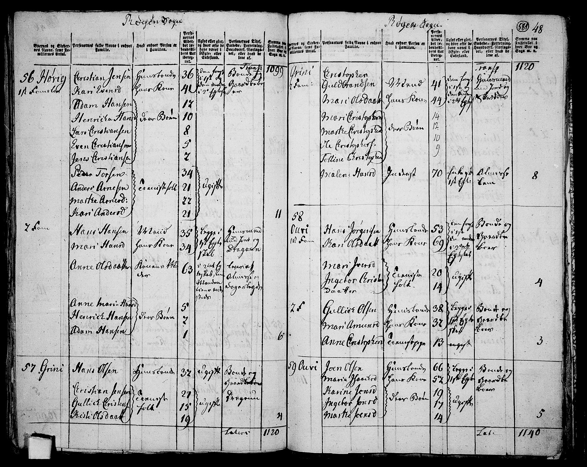 RA, 1801 census for 0627P Røyken, 1801, p. 580b-581a