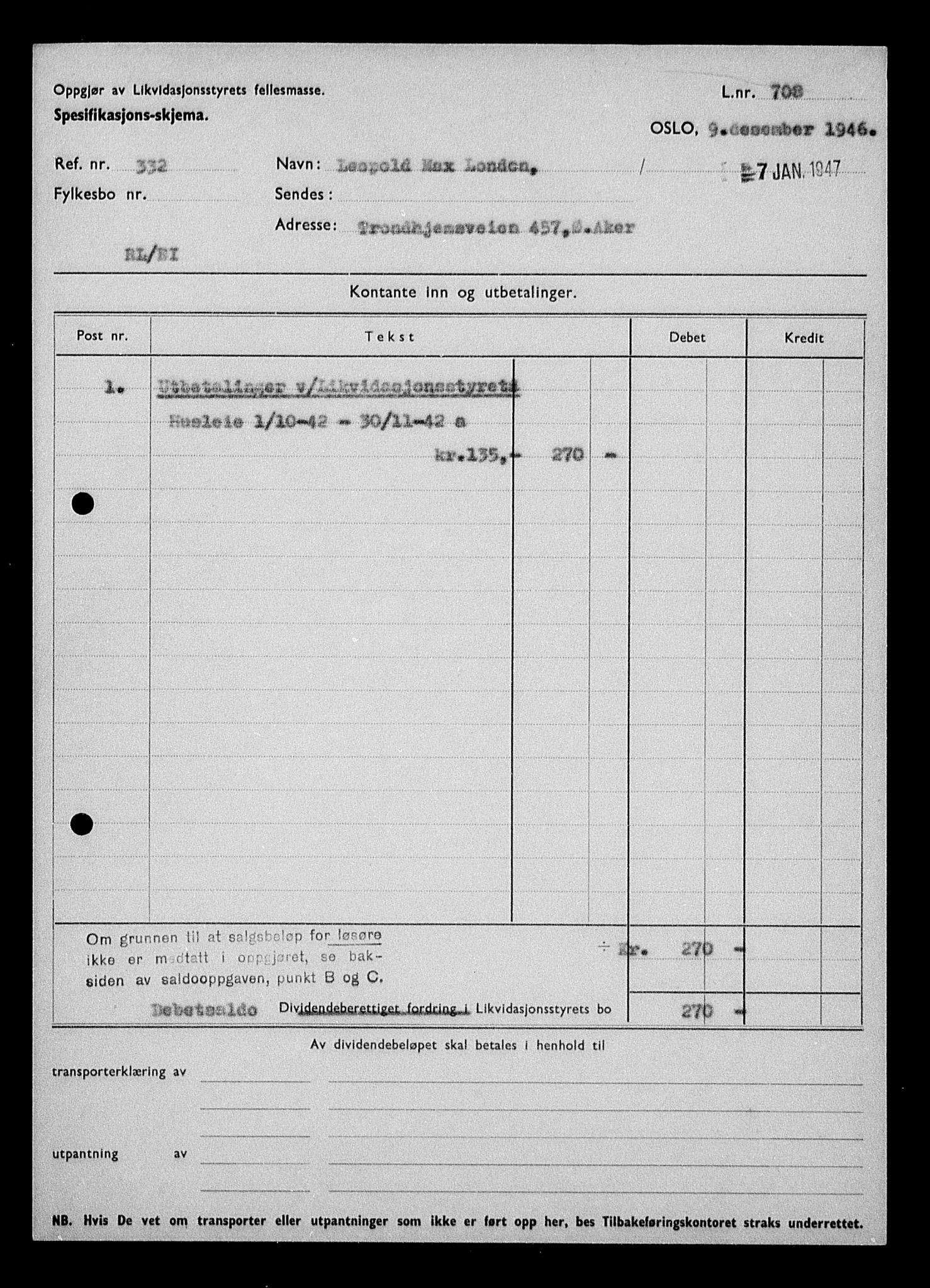 Justisdepartementet, Tilbakeføringskontoret for inndratte formuer, AV/RA-S-1564/H/Hc/Hcc/L0960: --, 1945-1947, p. 354