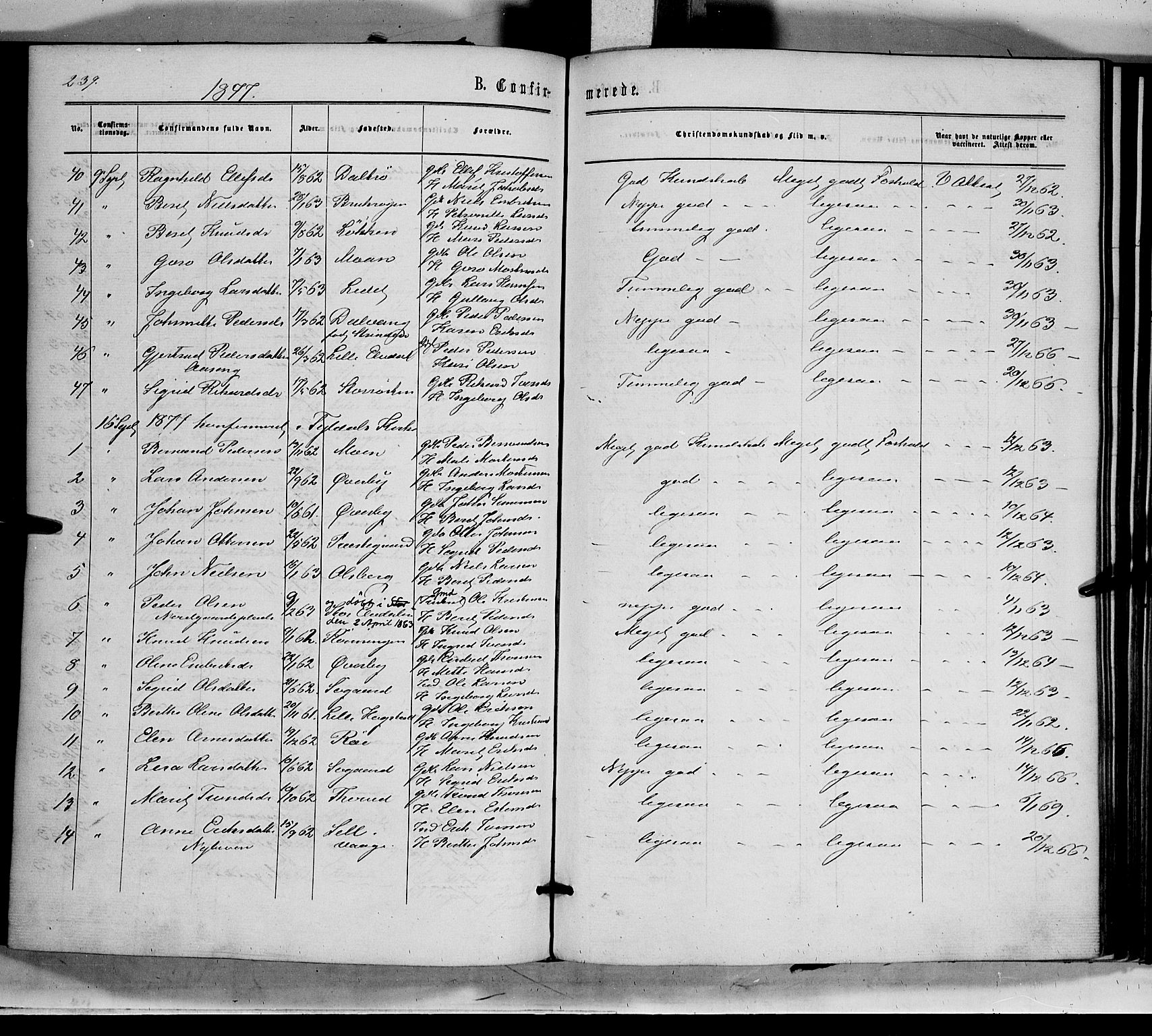 Tynset prestekontor, SAH/PREST-058/H/Ha/Haa/L0021: Parish register (official) no. 21, 1863-1879, p. 239