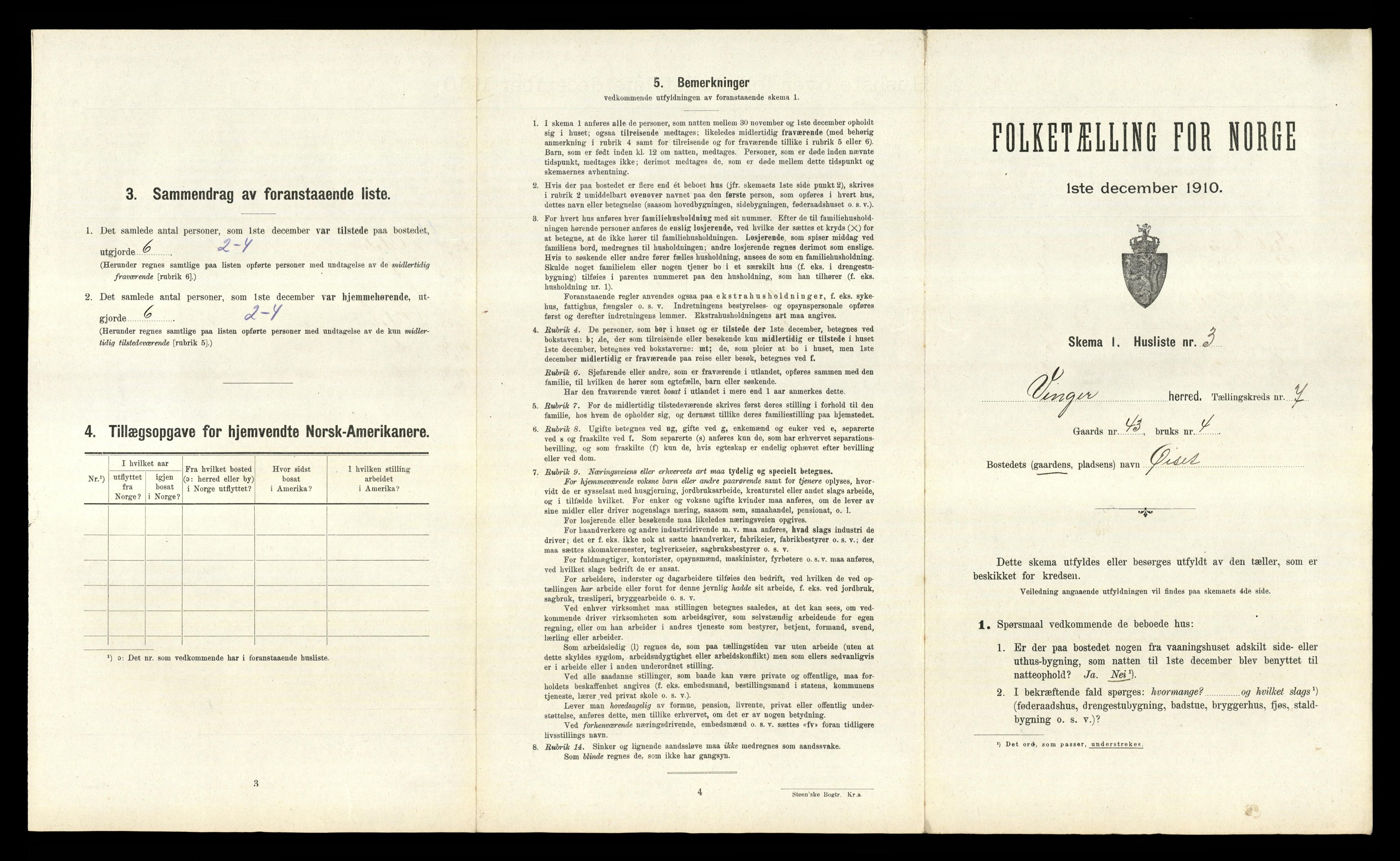 RA, 1910 census for Vinger, 1910, p. 781