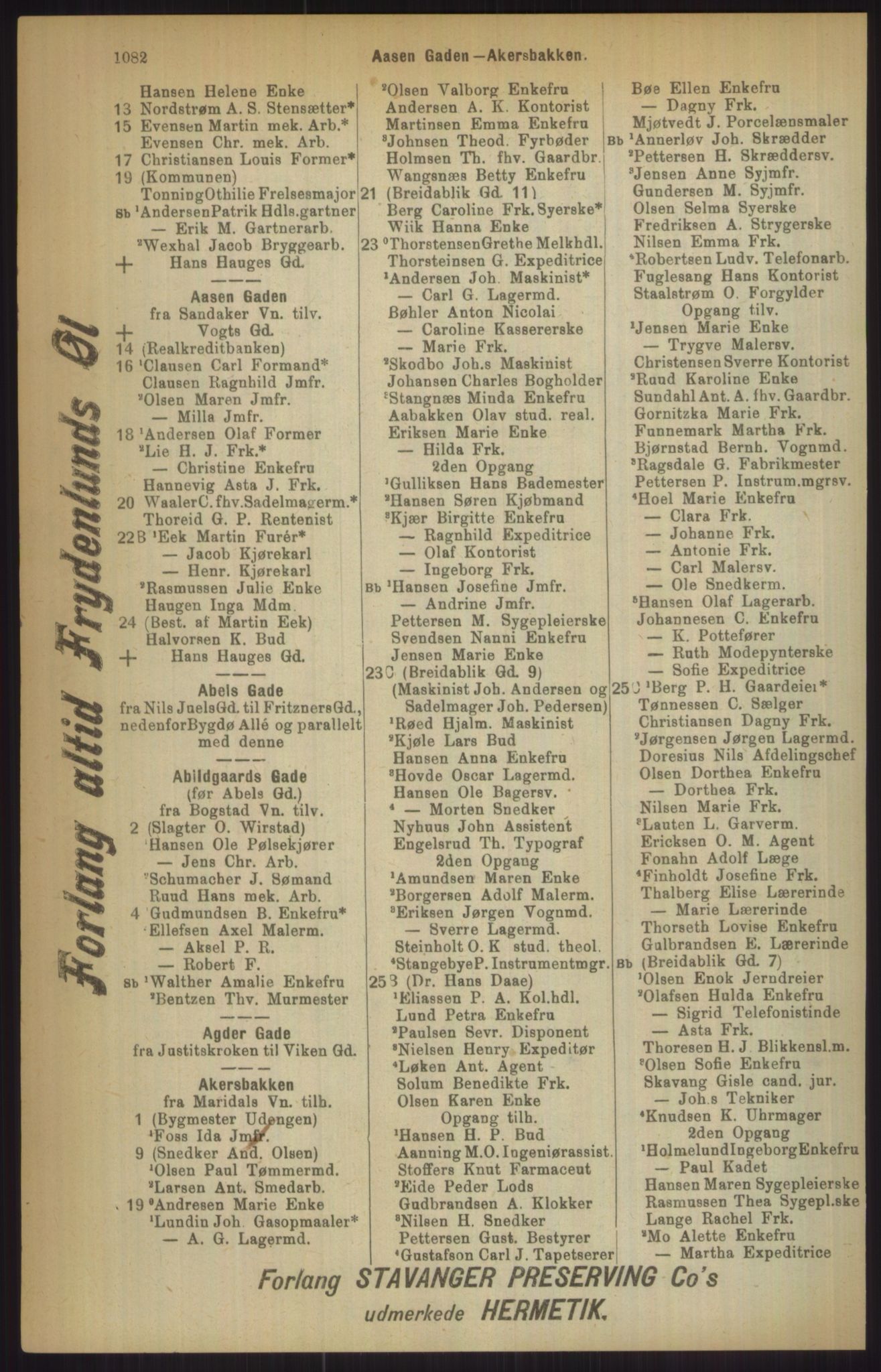 Kristiania/Oslo adressebok, PUBL/-, 1911, p. 1082