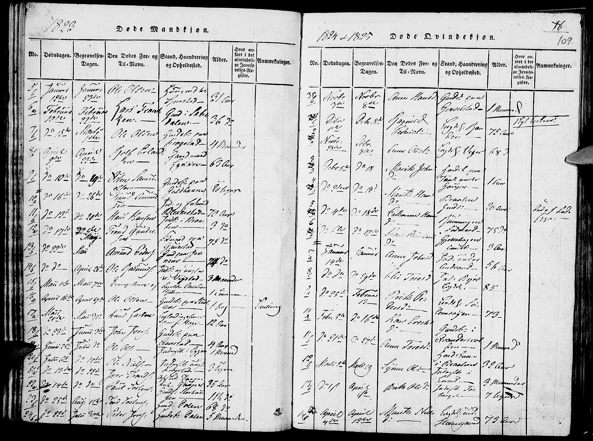 Lom prestekontor, SAH/PREST-070/K/L0004: Parish register (official) no. 4, 1815-1825, p. 109