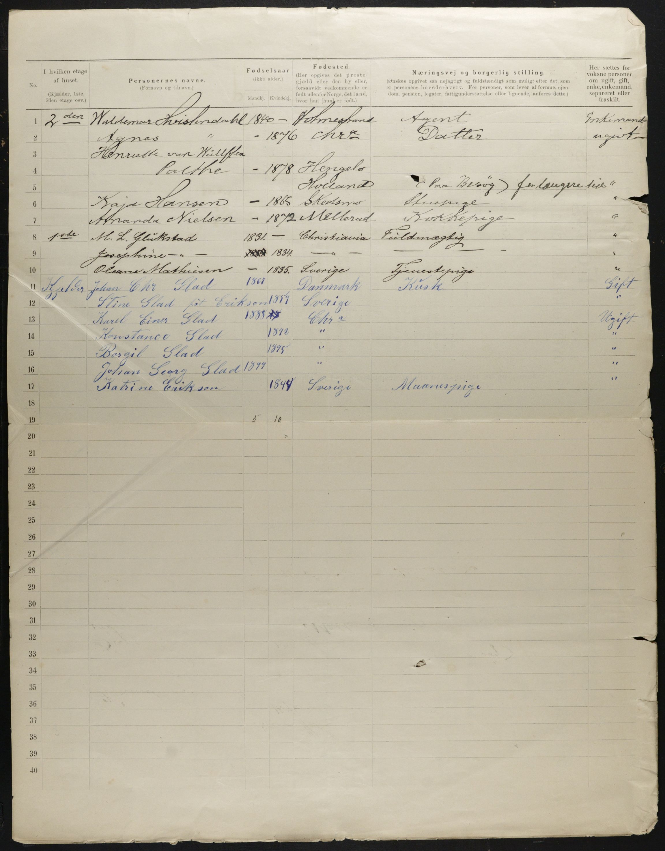 OBA, Municipal Census 1901 for Kristiania, 1901, p. 38