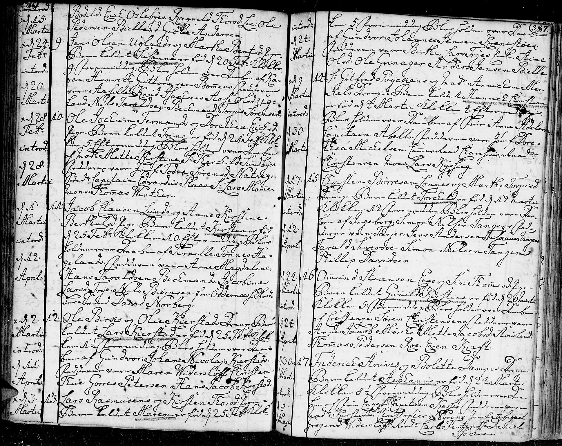 Kristiansand domprosti, AV/SAK-1112-0006/F/Fa/L0002: Parish register (official) no. A 2, 1755-1778, p. 386-387