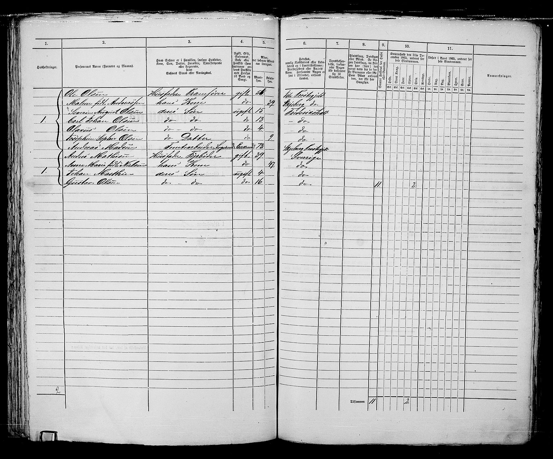 RA, 1865 census for Fredrikshald, 1865, p. 1088