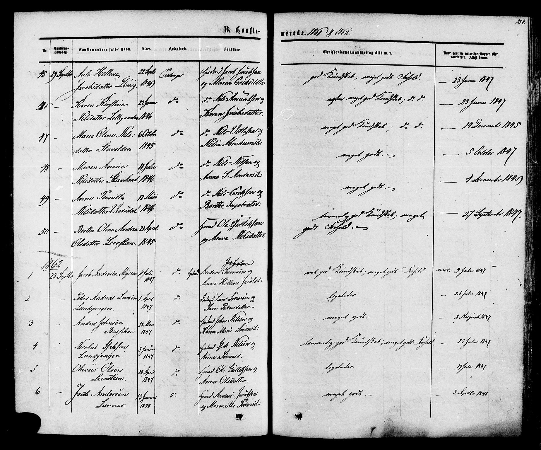 Eidanger kirkebøker, SAKO/A-261/F/Fa/L0010: Parish register (official) no. 10, 1859-1874, p. 136