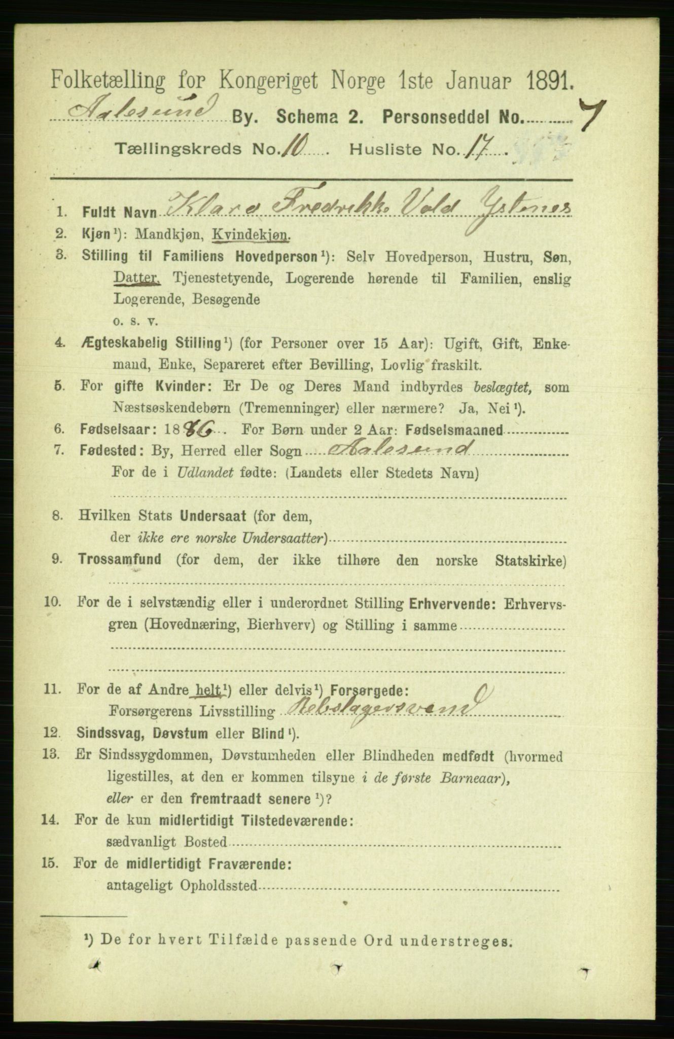 RA, 1891 census for 1501 Ålesund, 1891, p. 6761
