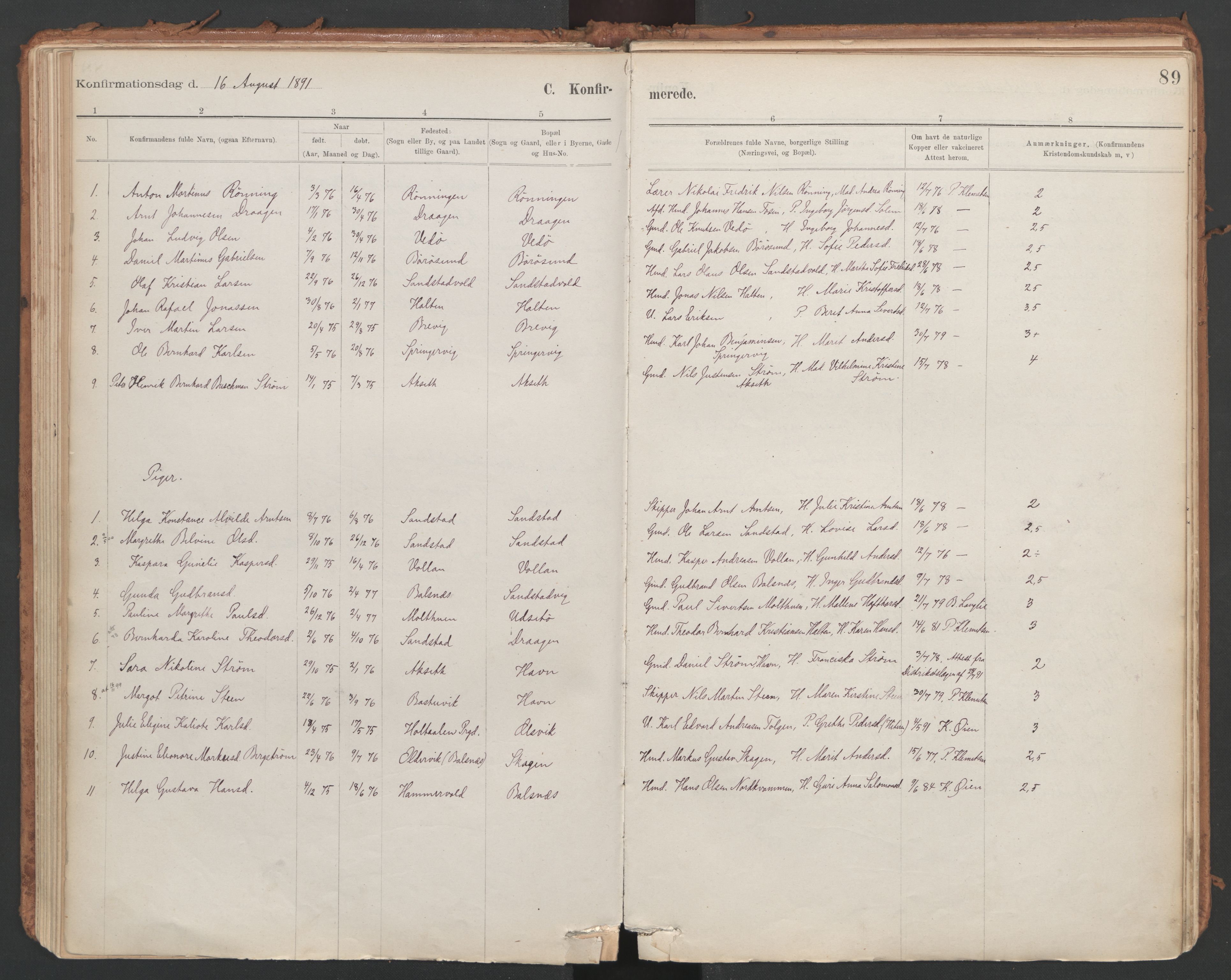 Ministerialprotokoller, klokkerbøker og fødselsregistre - Sør-Trøndelag, SAT/A-1456/639/L0572: Parish register (official) no. 639A01, 1890-1920, p. 89