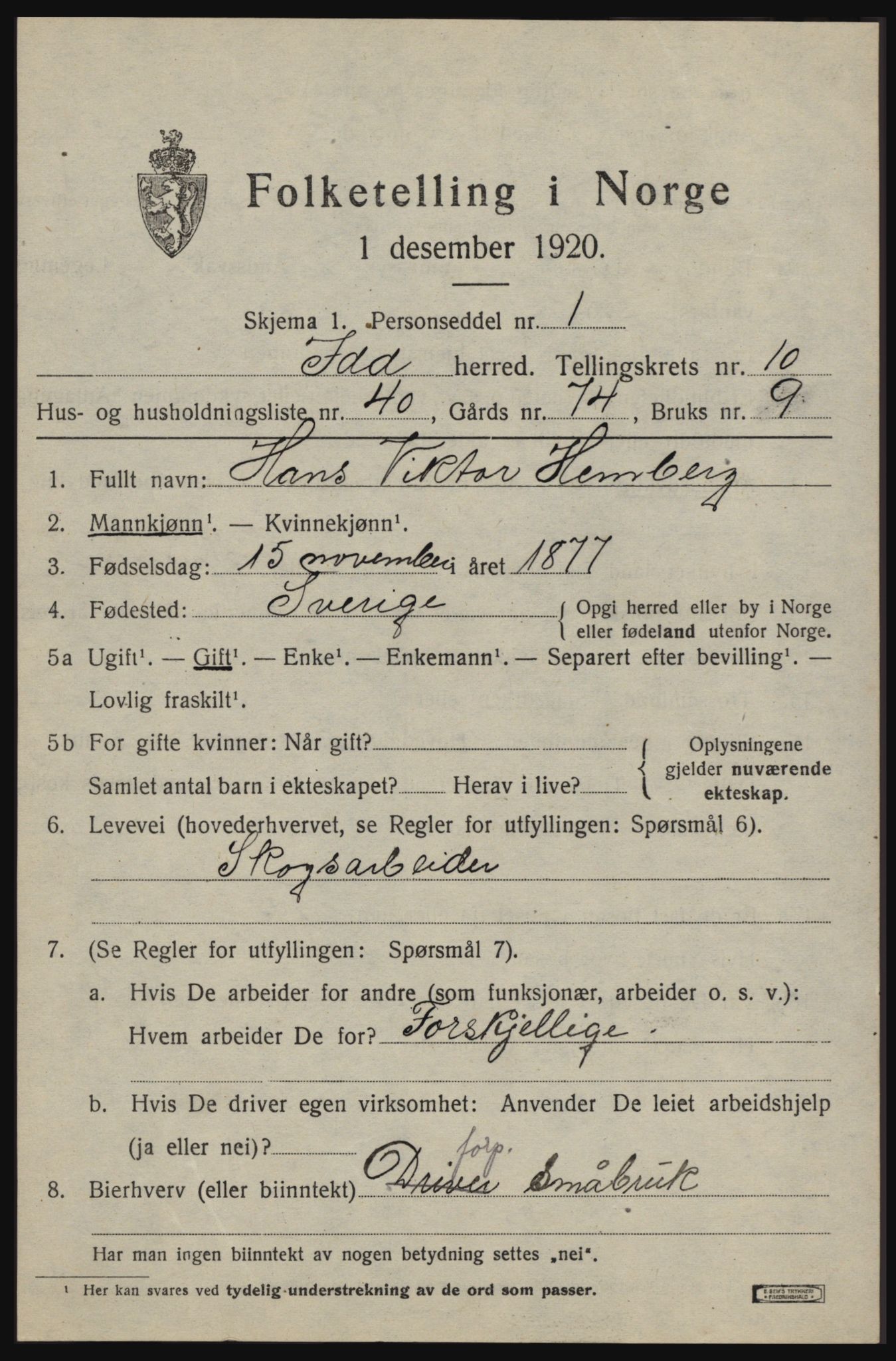 SAO, 1920 census for Idd, 1920, p. 10921