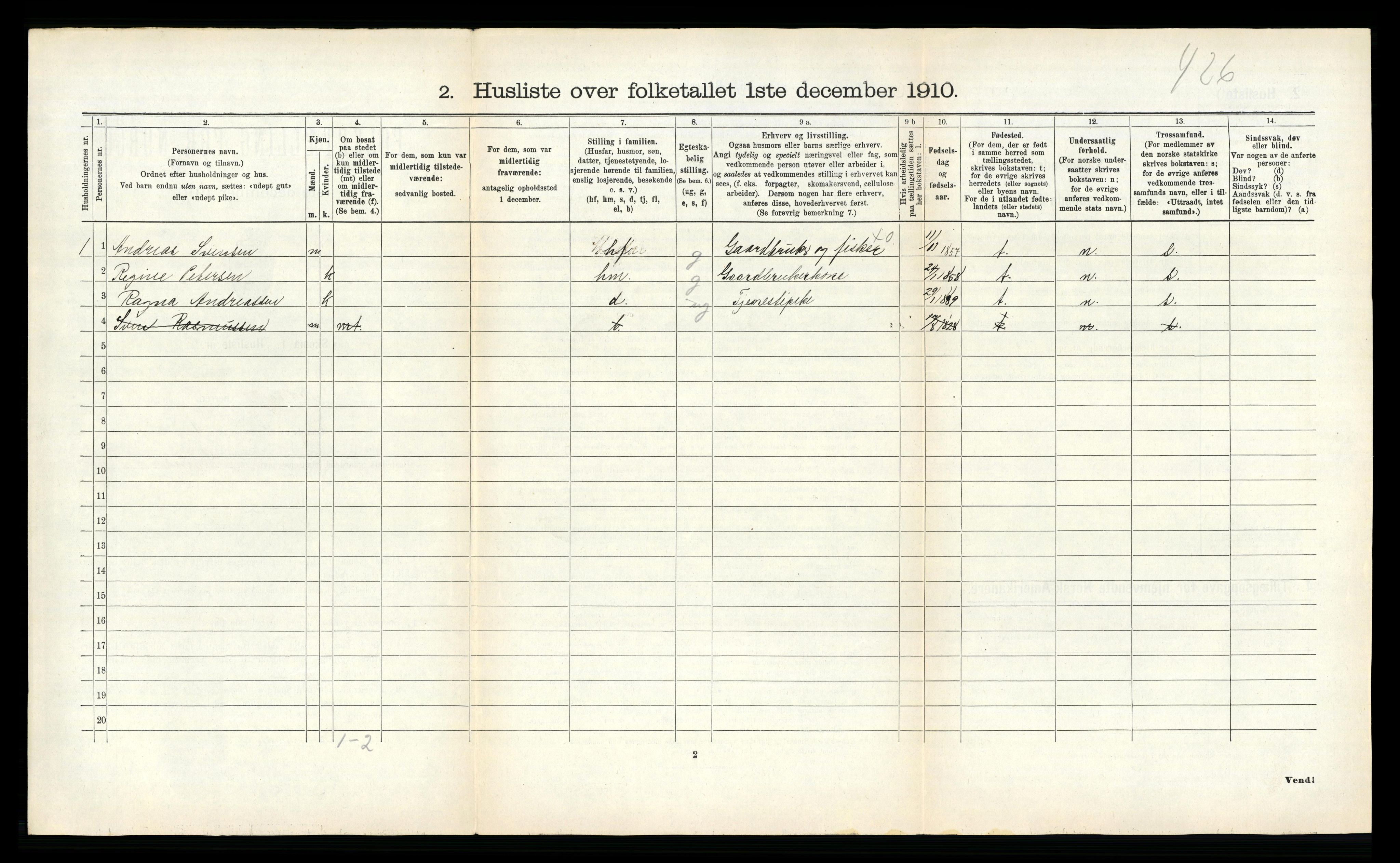 RA, 1910 census for Træna, 1910, p. 170