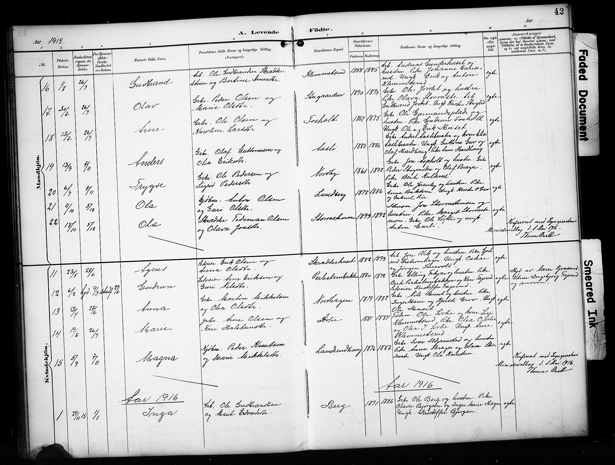 Sør-Aurdal prestekontor, AV/SAH-PREST-128/H/Ha/Hab/L0017: Parish register (copy) no. 17, 1894-1923, p. 42