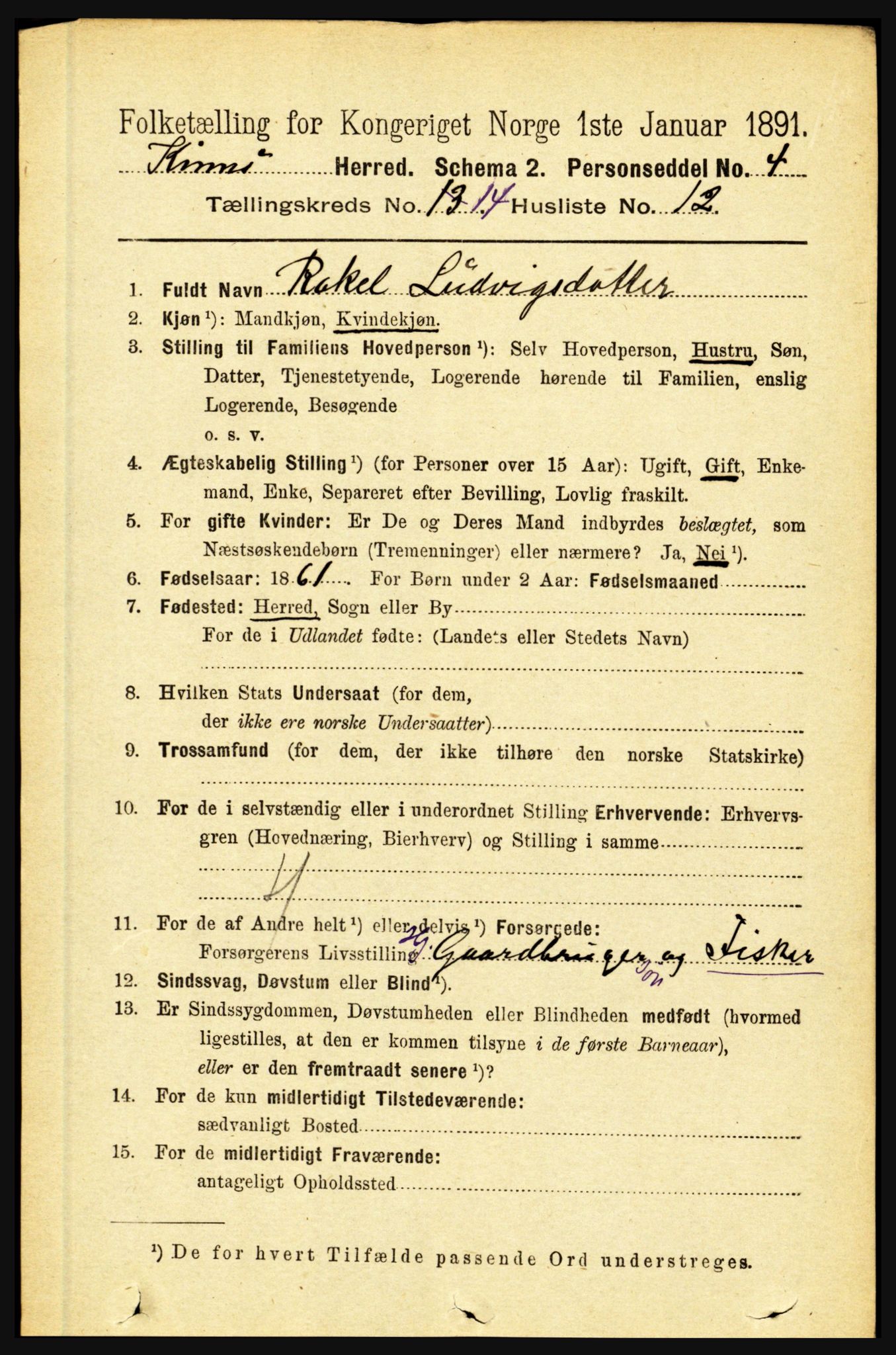 RA, 1891 census for 1437 Kinn, 1891, p. 5507