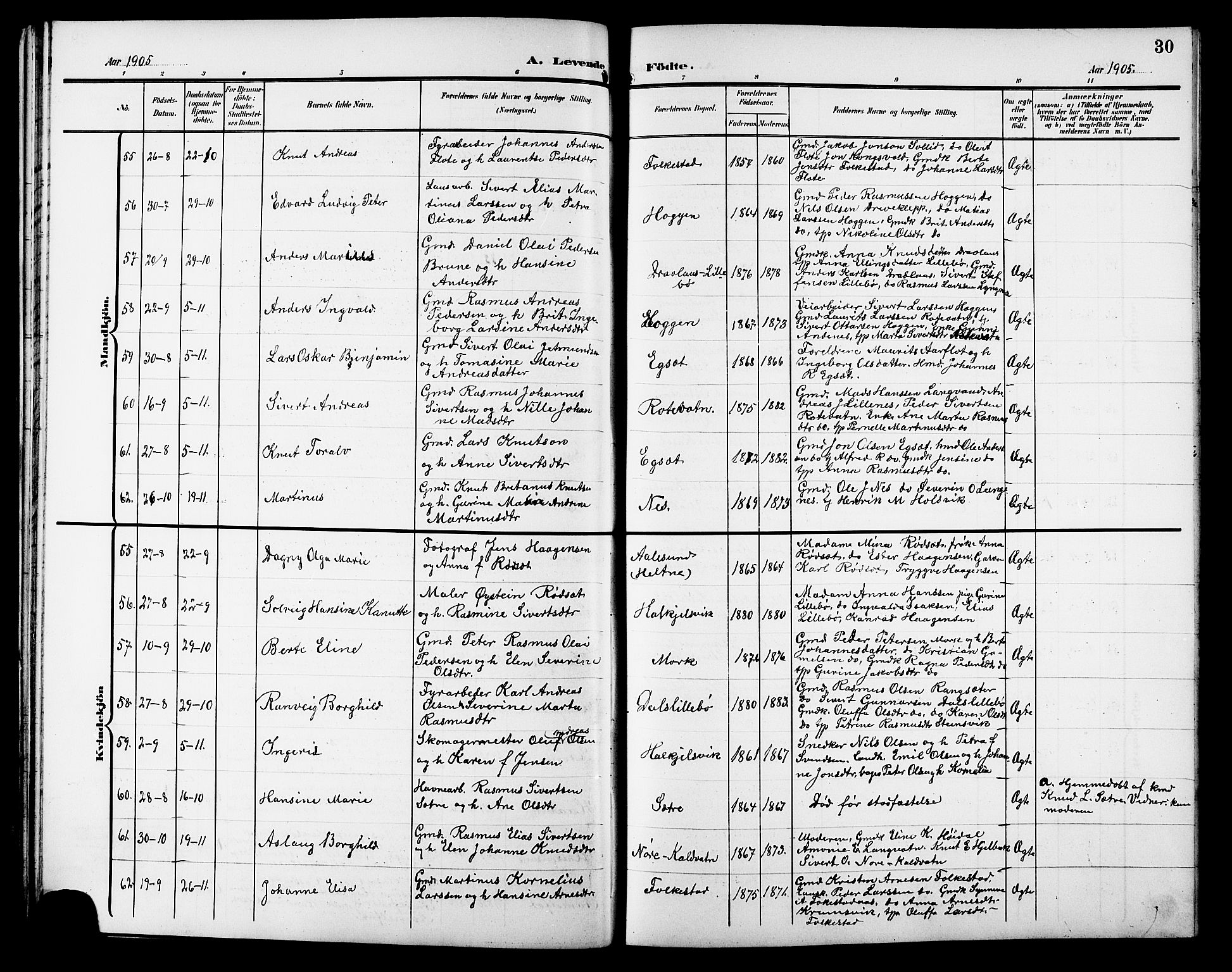 Ministerialprotokoller, klokkerbøker og fødselsregistre - Møre og Romsdal, AV/SAT-A-1454/511/L0159: Parish register (copy) no. 511C05, 1902-1920, p. 30