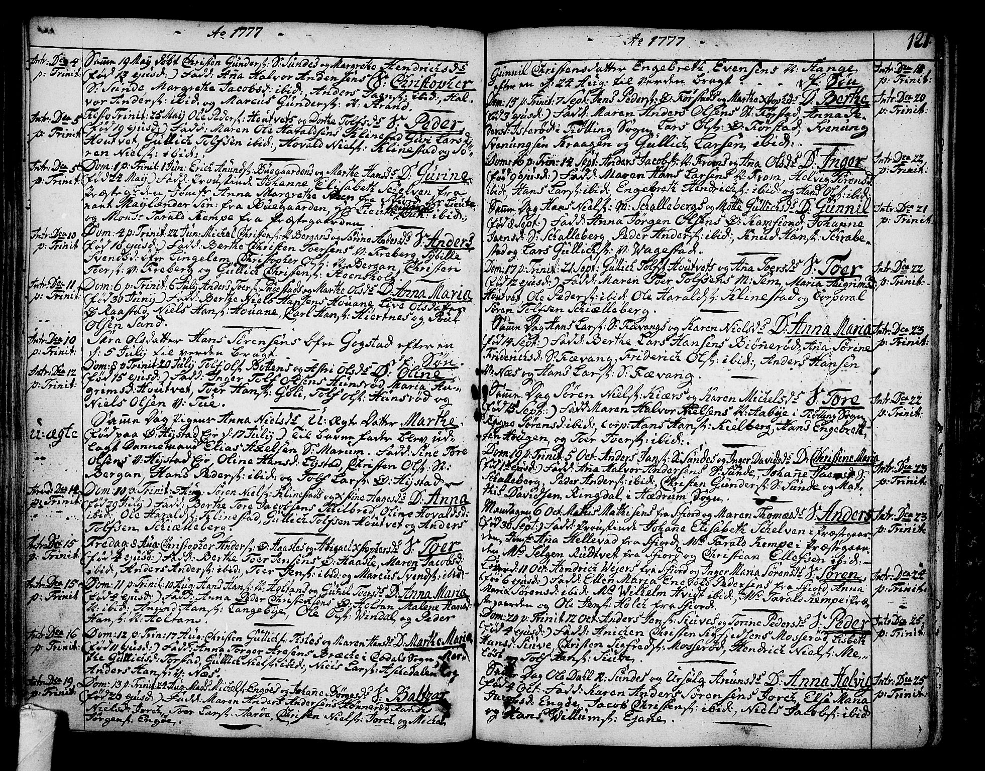 Sandar kirkebøker, SAKO/A-243/F/Fa/L0002: Parish register (official) no. 2, 1733-1788, p. 121