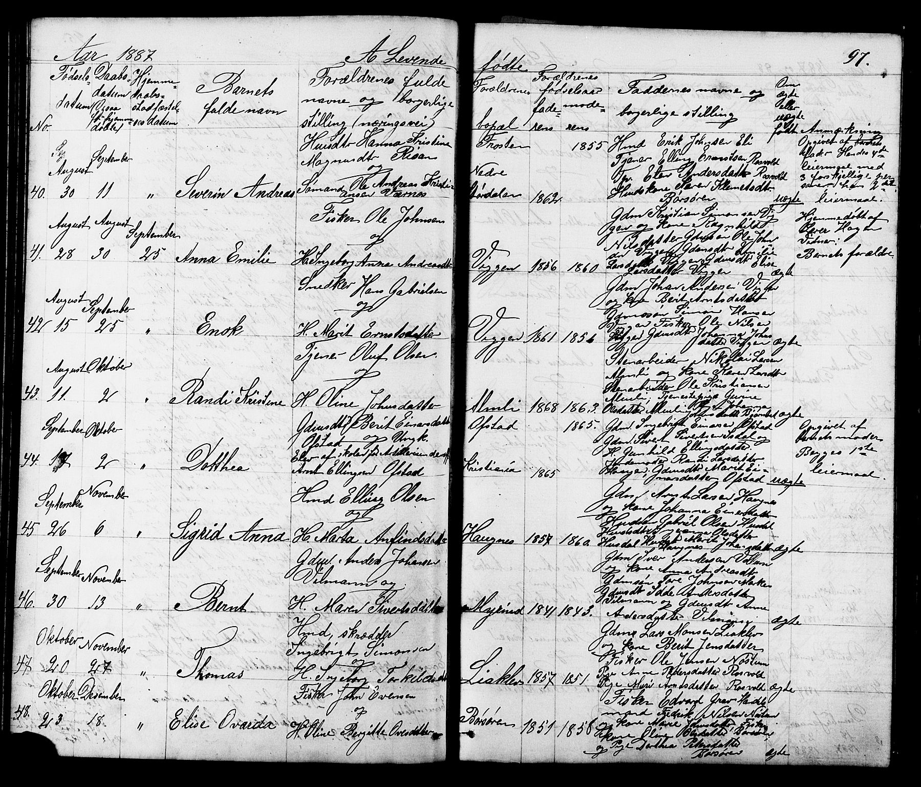Ministerialprotokoller, klokkerbøker og fødselsregistre - Sør-Trøndelag, SAT/A-1456/665/L0777: Parish register (copy) no. 665C02, 1867-1915, p. 97