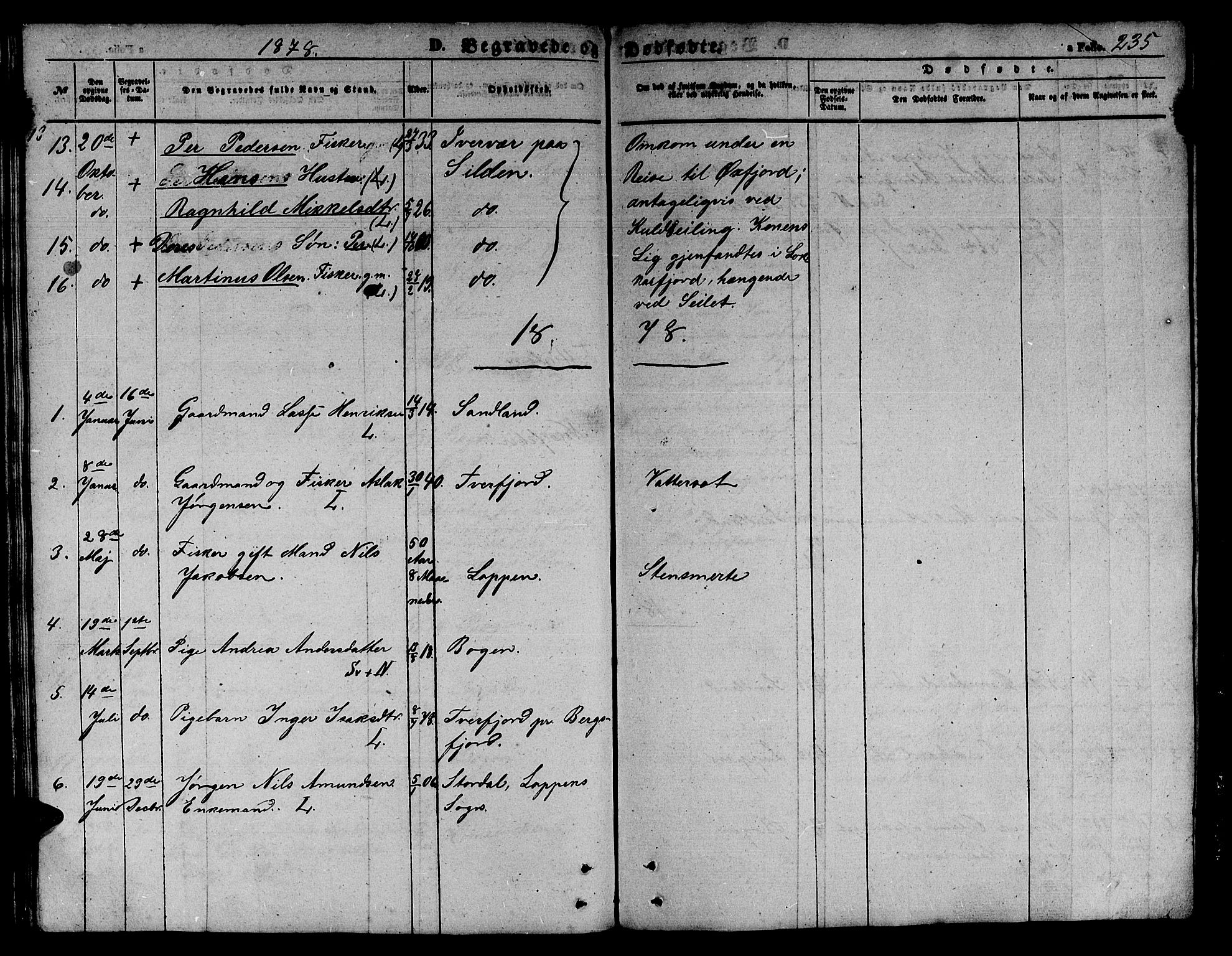 Loppa sokneprestkontor, SATØ/S-1339/H/Hb/L0002klokker: Parish register (copy) no. 2, 1850-1880, p. 235