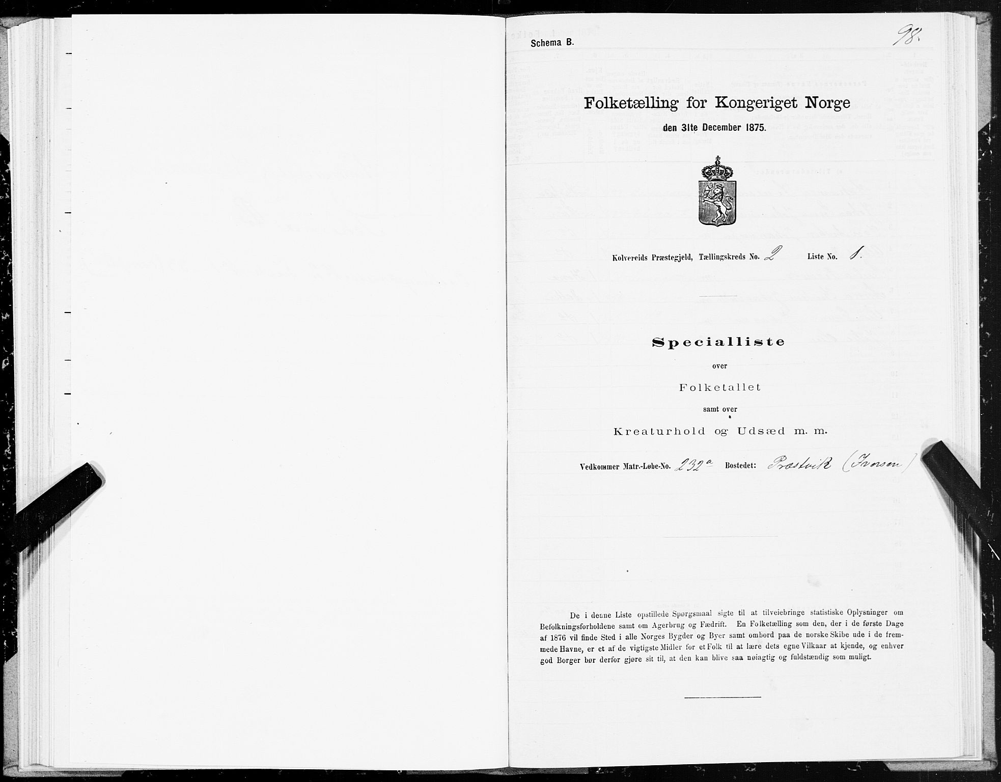 SAT, 1875 census for 1752P Kolvereid, 1875, p. 1098