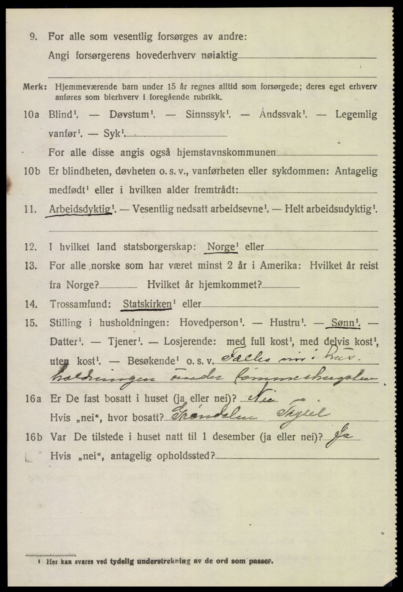 SAH, 1920 census for Trysil, 1920, p. 15212