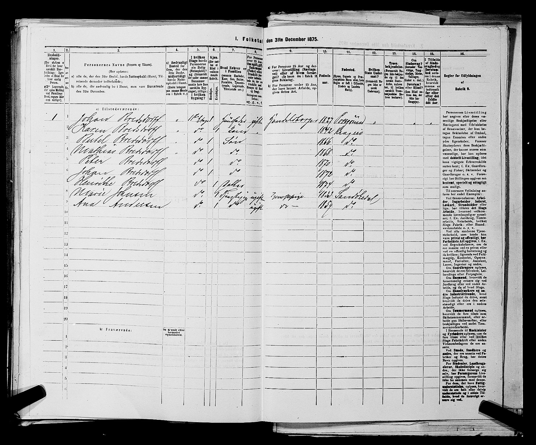 SAKO, 1875 census for 0801P Kragerø, 1875, p. 996