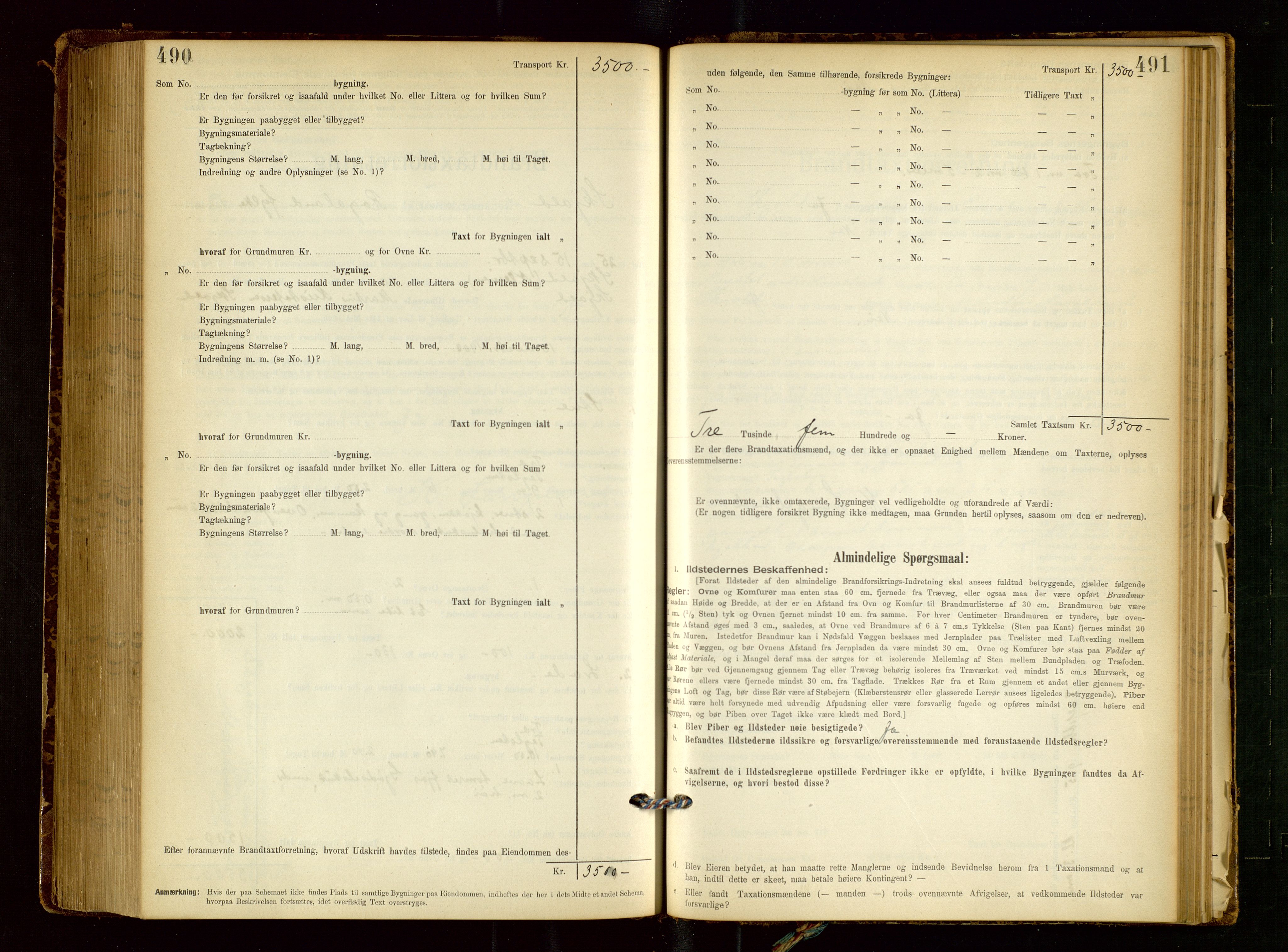 Skjold lensmannskontor, AV/SAST-A-100182/Gob/L0001: "Brandtaxationsprotokol for Skjold Lensmandsdistrikt Ryfylke Fogderi", 1894-1939, p. 490-491